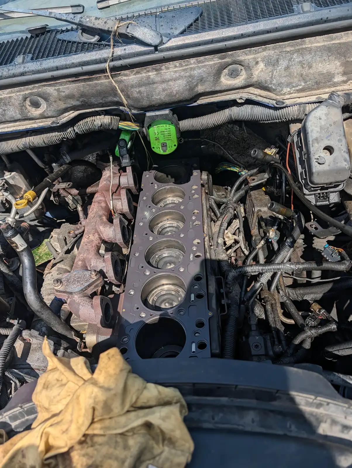 Diesel engine under service during truck and heavy equipment service