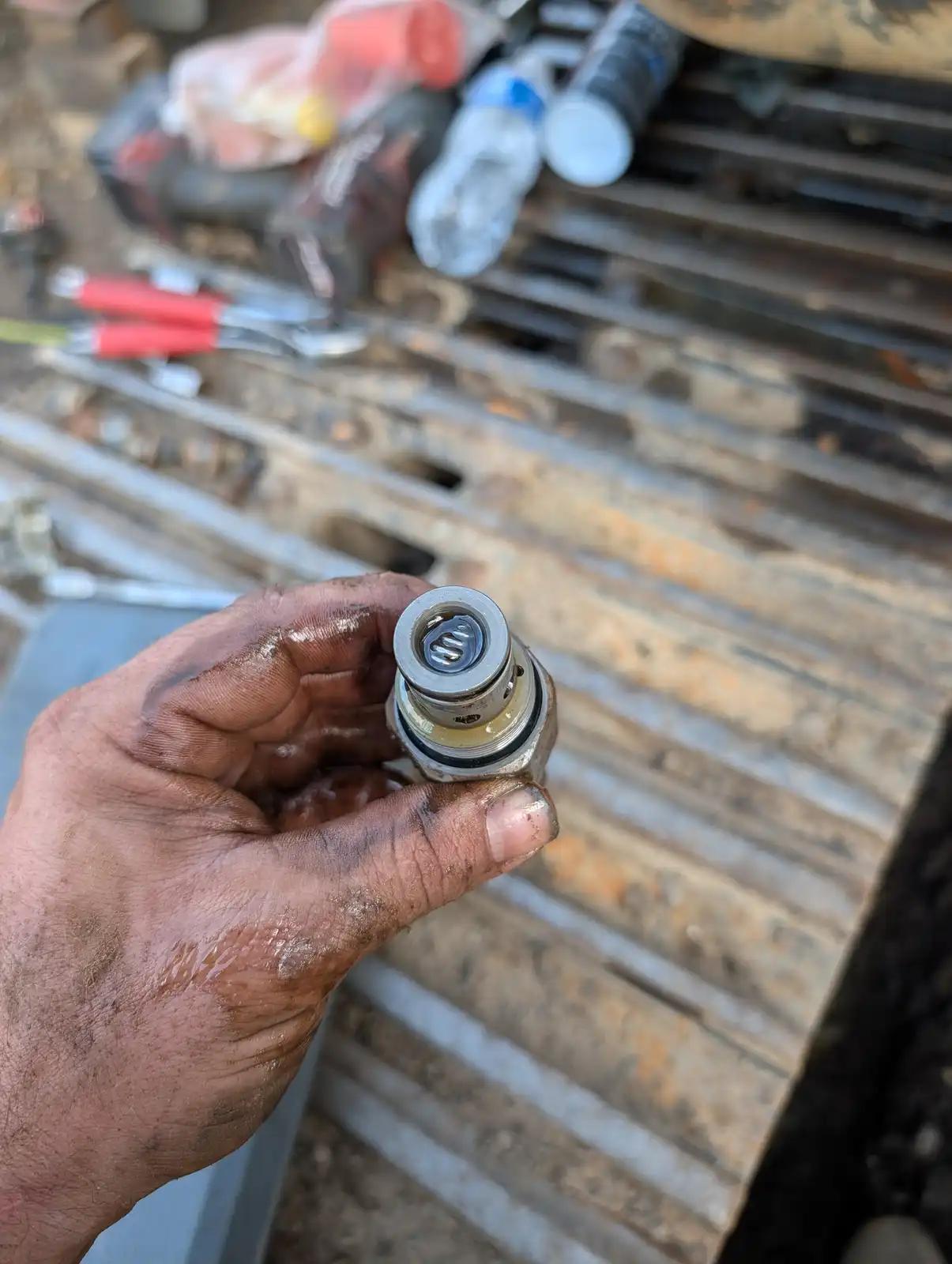 Removed bearing component during truck and heavy equipment service