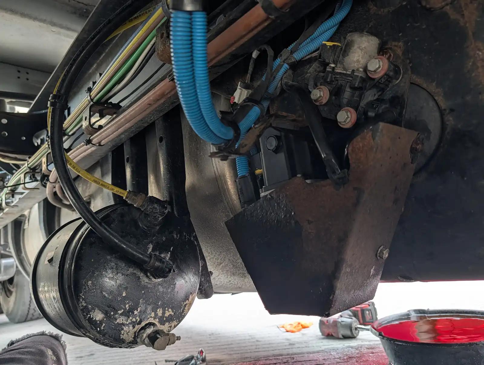 Equipment engine close-up during truck and heavy equipment service