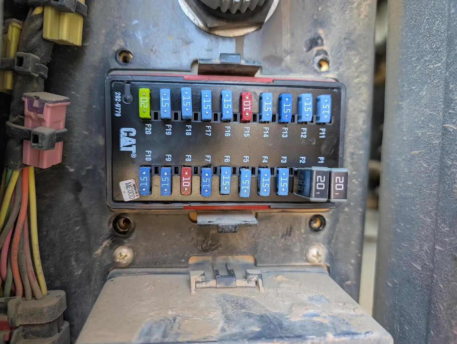 Equipment fuse panel during truck and heavy equipment service