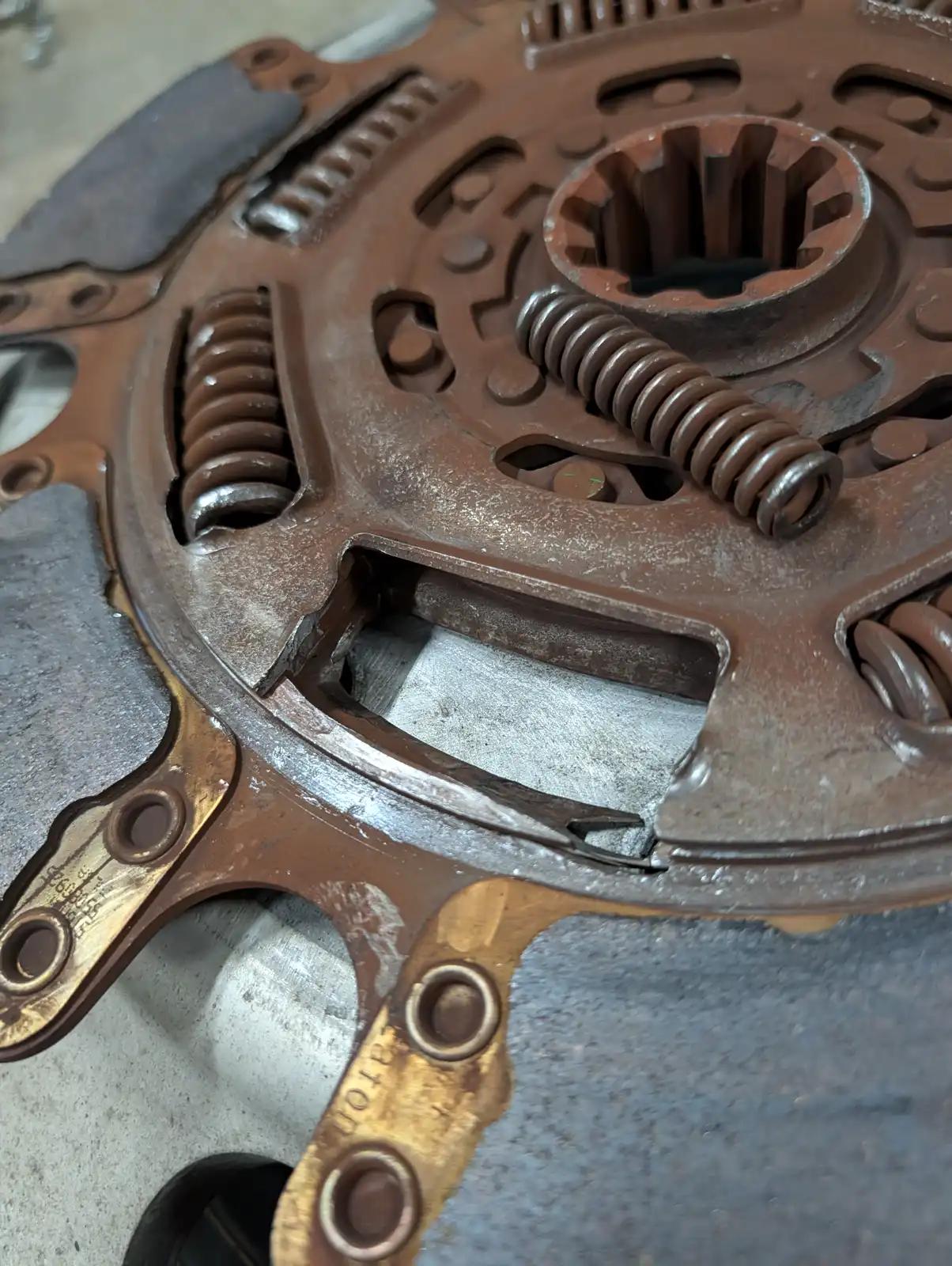 Removed clutch assembly during truck and heavy equipment service