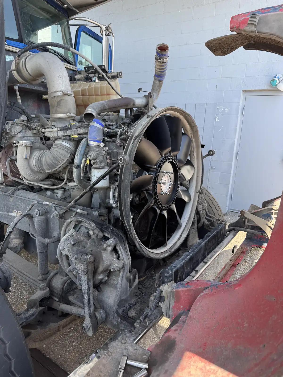 Removed diesel engine assembly during truck and heavy equipment service