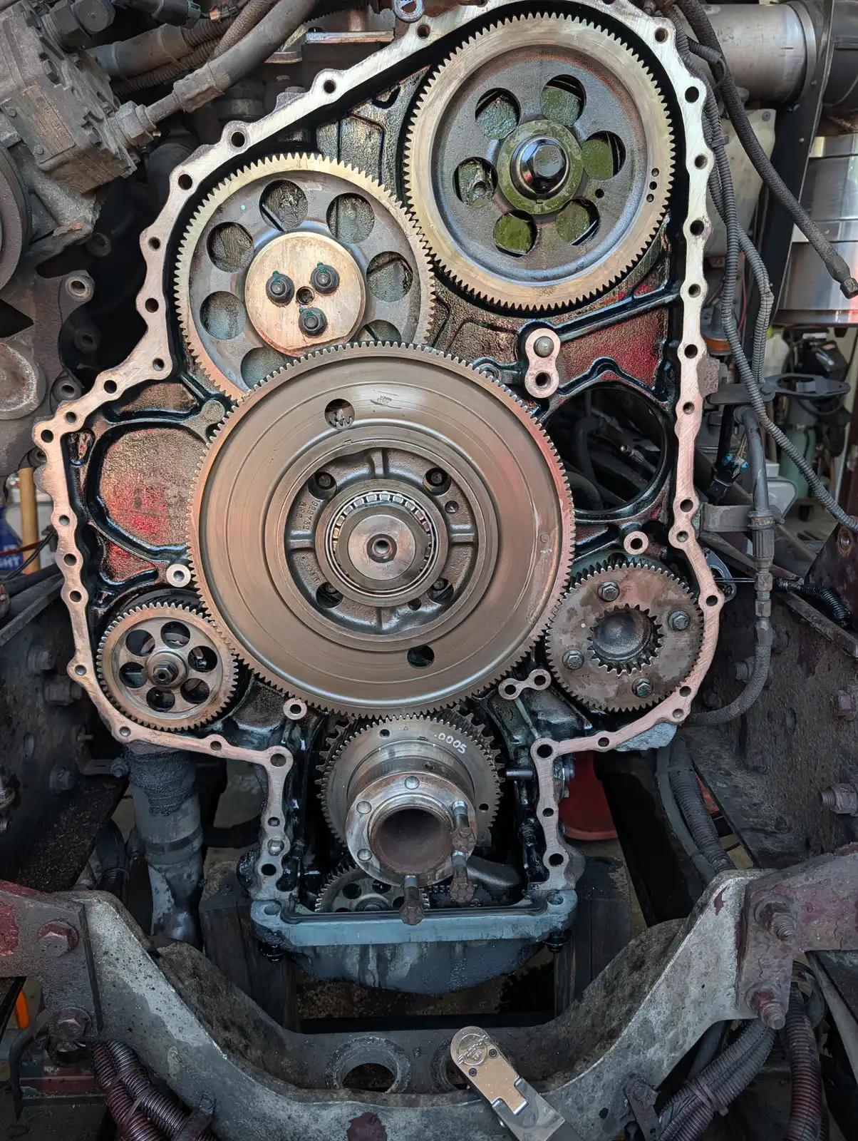 Diesel engine timing gears during truck and heavy equipment service