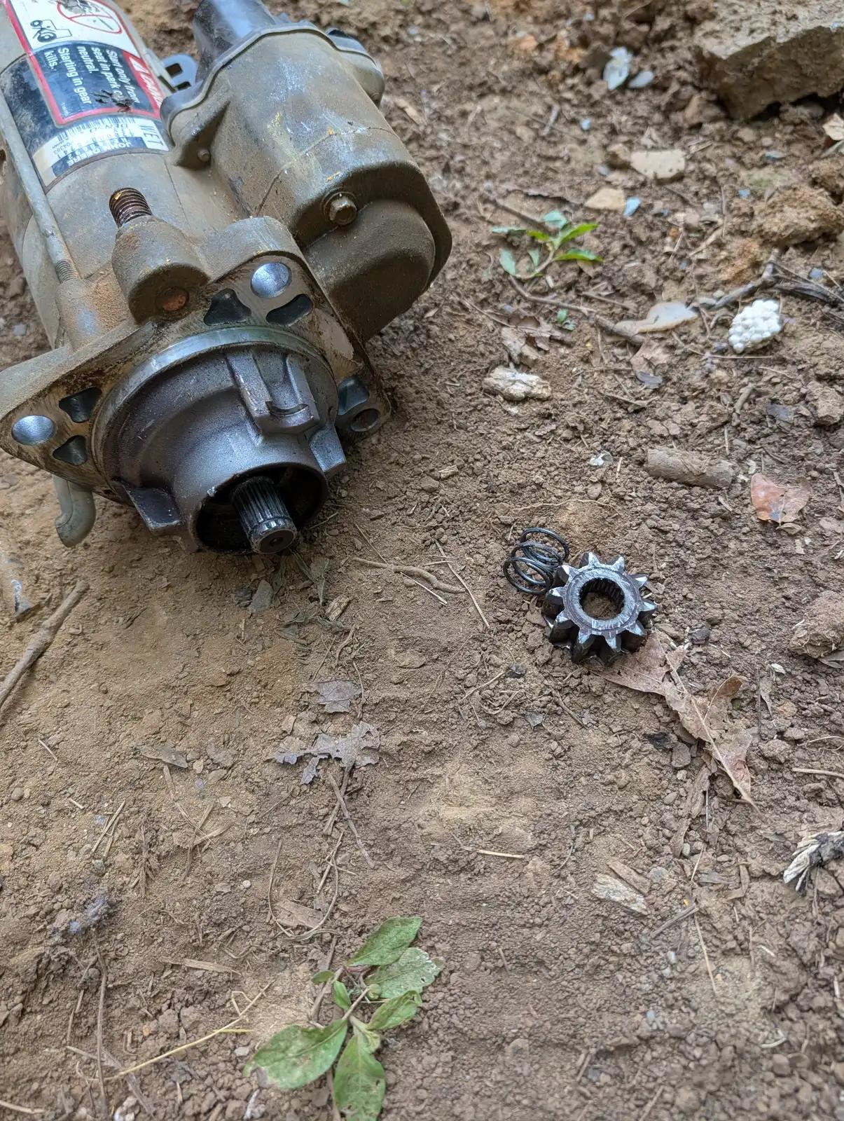 Removed starter assembly during truck and heavy equipment service