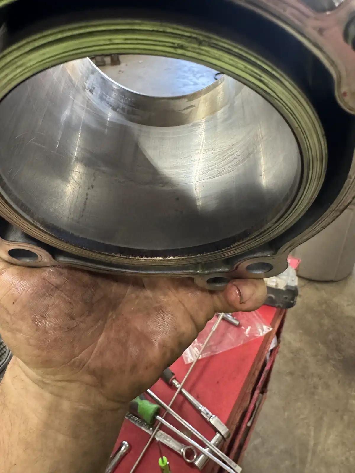 Cylinder sleeve detail during truck and heavy equipment service
