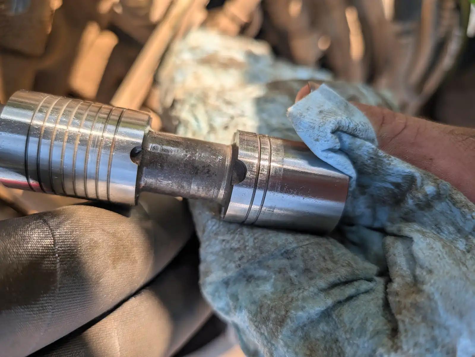 Equipment shaft and bearing during truck and heavy equipment service