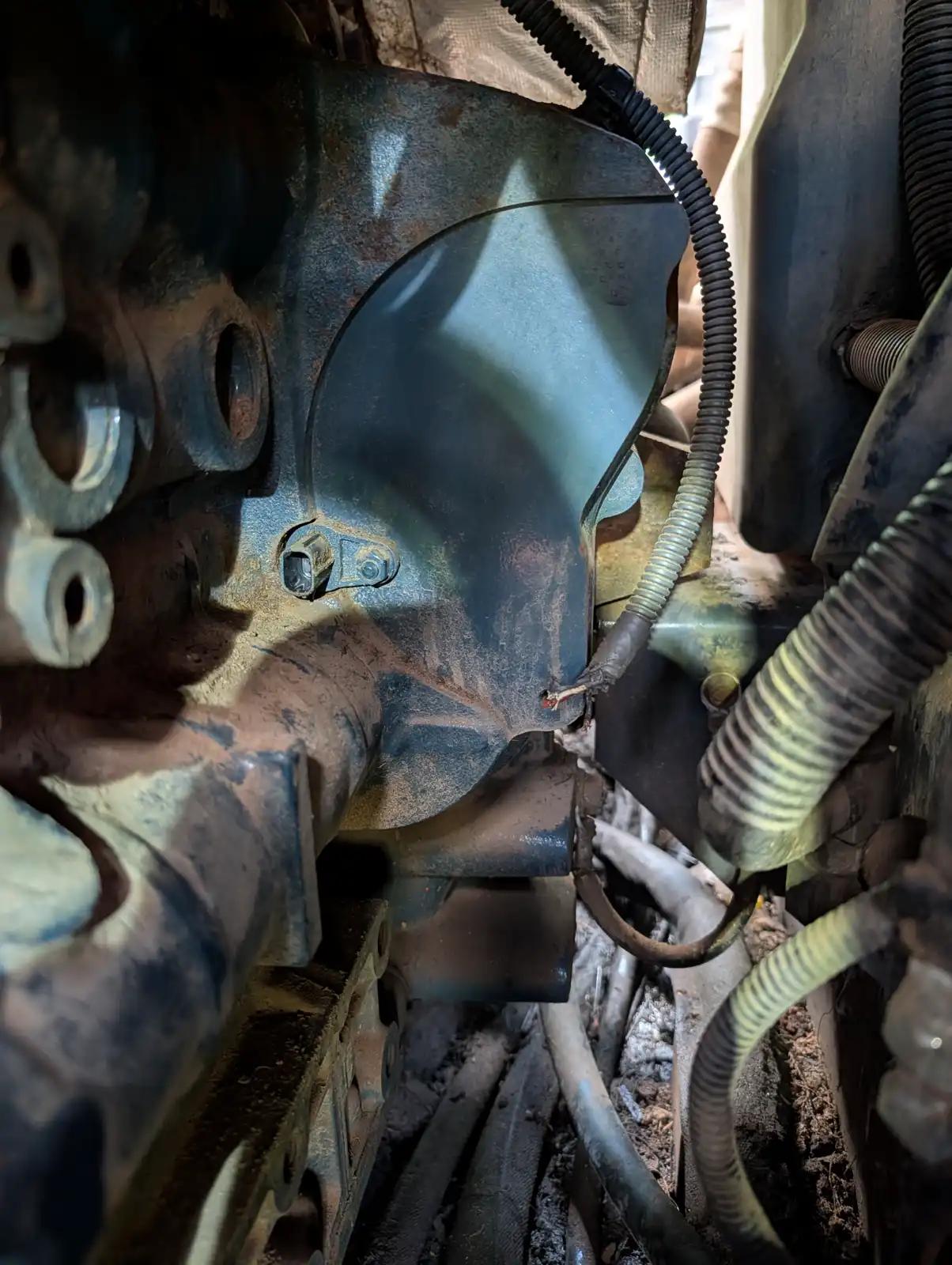 Equipment cooling fan during truck and heavy equipment service