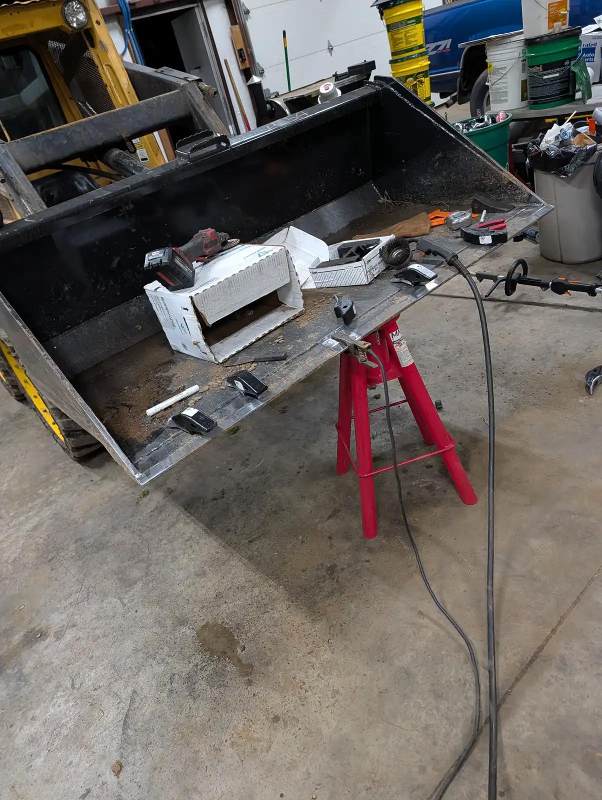 Truck chassis in the workshop during truck and heavy equipment service