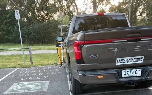 Ford F-150 Lightning "Engineering Evaluation Vehicle" Spotted Charging in Victoria, Australia