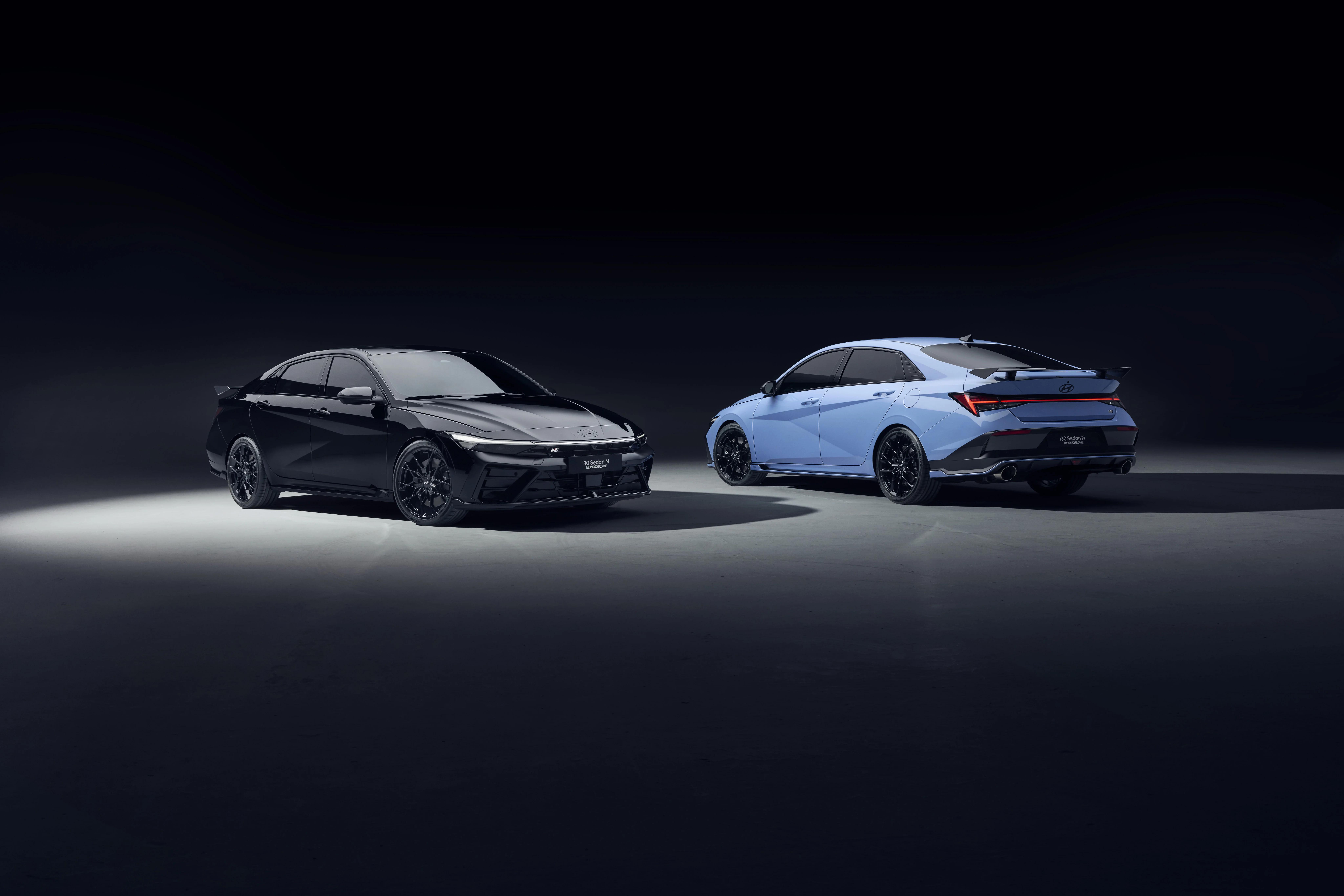 Hyundai i30 Sedan N MONOCHROME in Abyss Black Pearl and Performance Blue