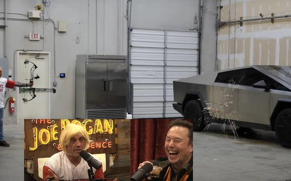 Joe Rogan Shoots Tesla Cybertruck with Crossbow After Making Bet with Elon Musk