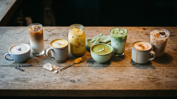 A flight of specialty drinks at Moon Wolf Provisions, Richardson TX — five questions, five different cups
