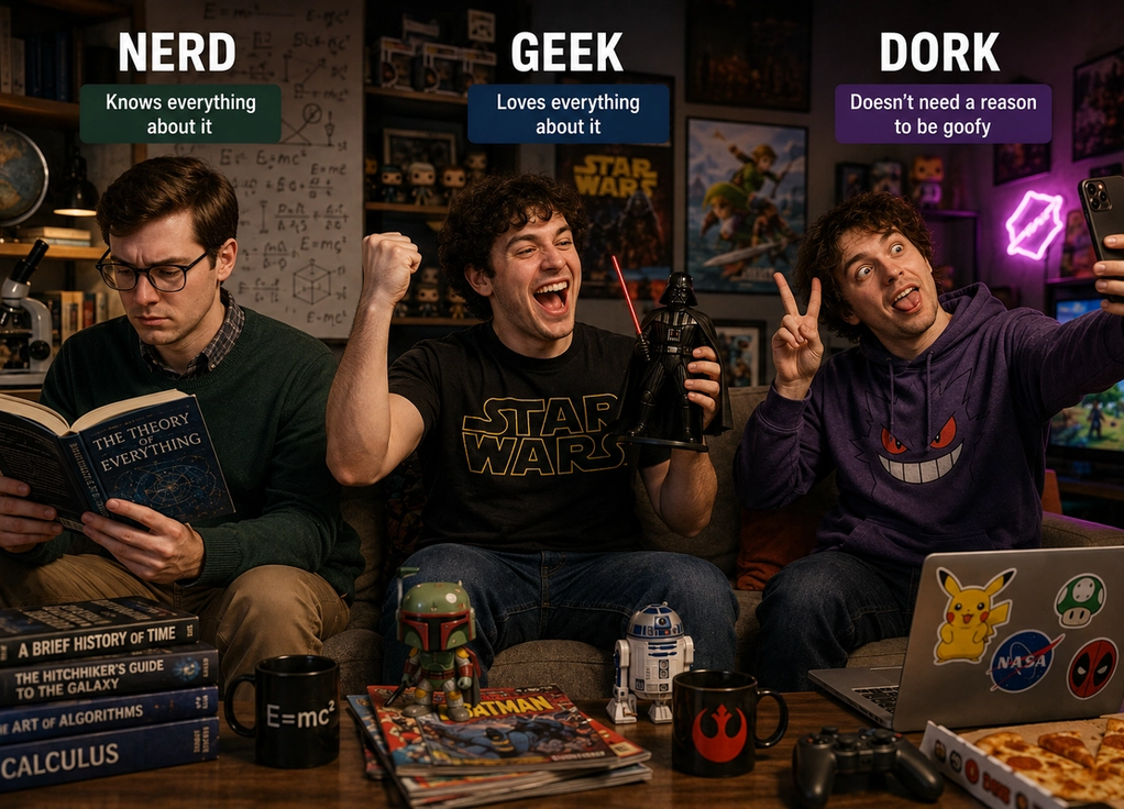 The Real Difference Between a Nerd, a Geek, and a Dork