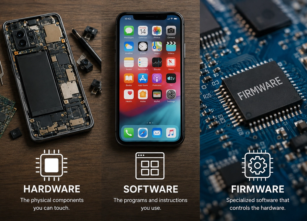 The Difference Between Hardware, Software, and Firmware