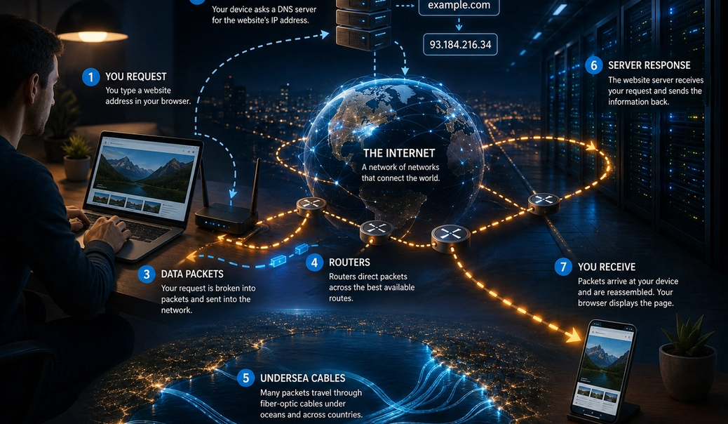 How the Internet Actually Works (Explained Simply)
