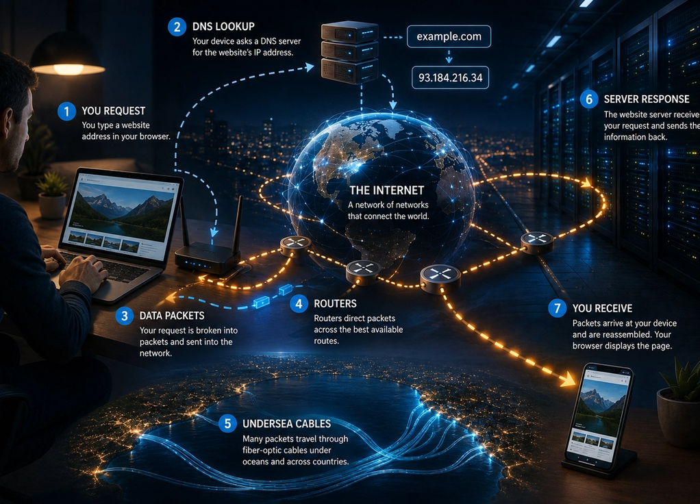 How the Internet Actually Works (Explained Simply)