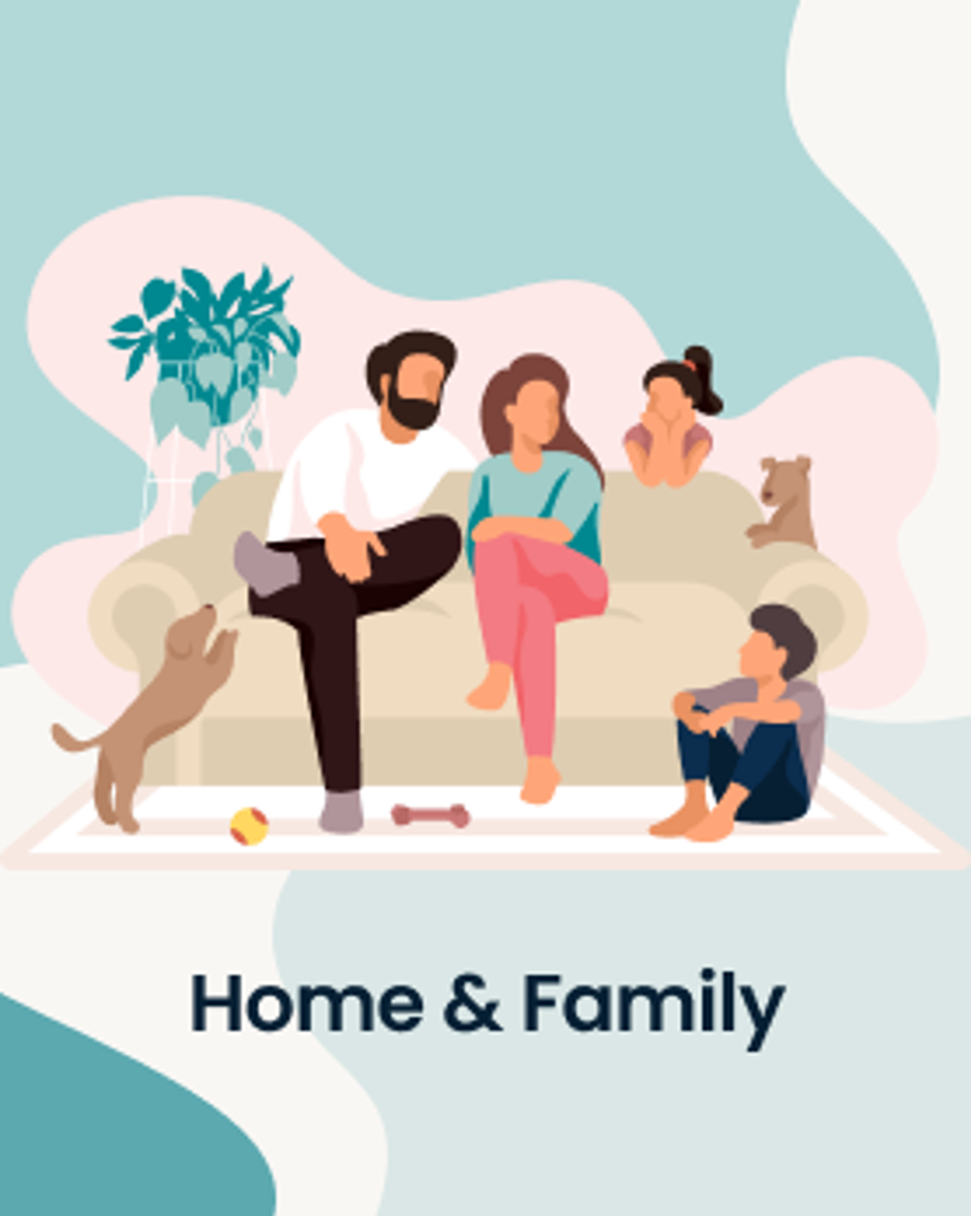 Family of four on a couch