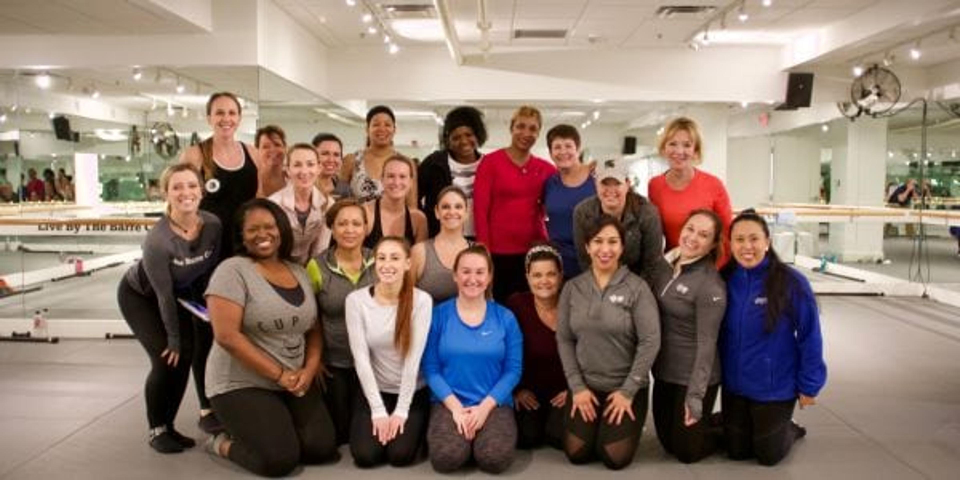 Blue Cross employees ready to take a barre class.
