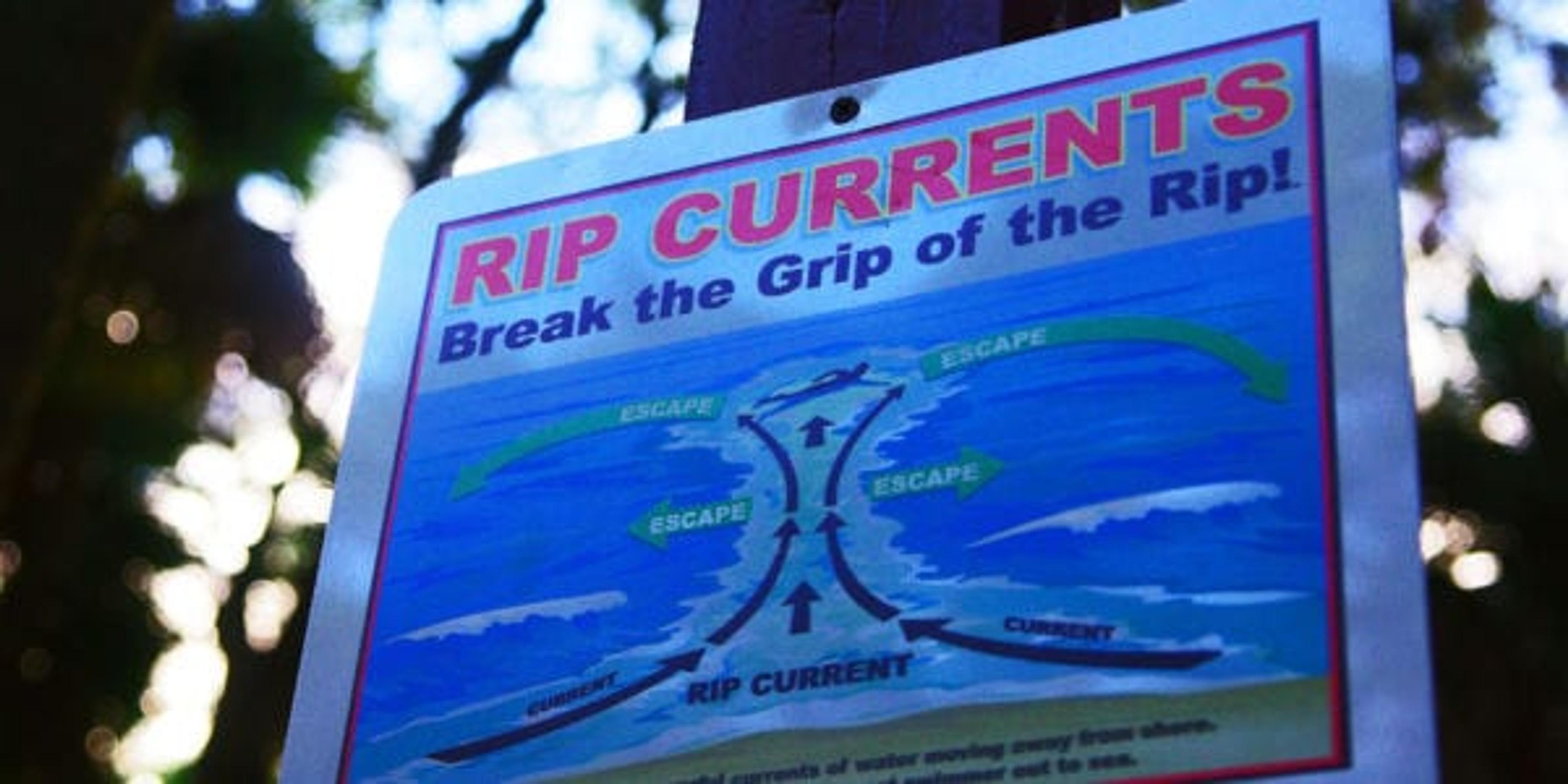 A sign about rip currents