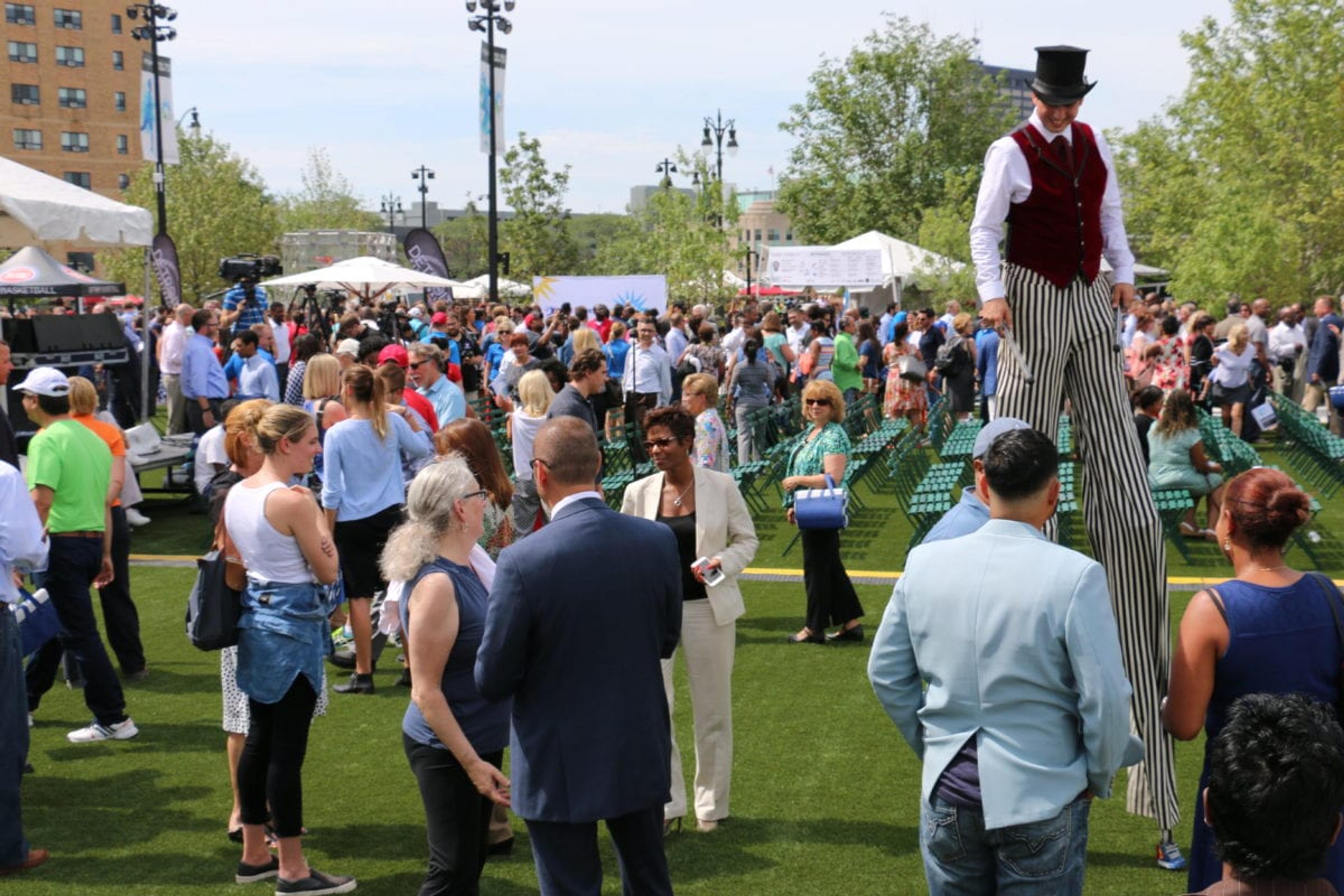 A crowd gathers at the grand opening for Beacon Park on July 20.