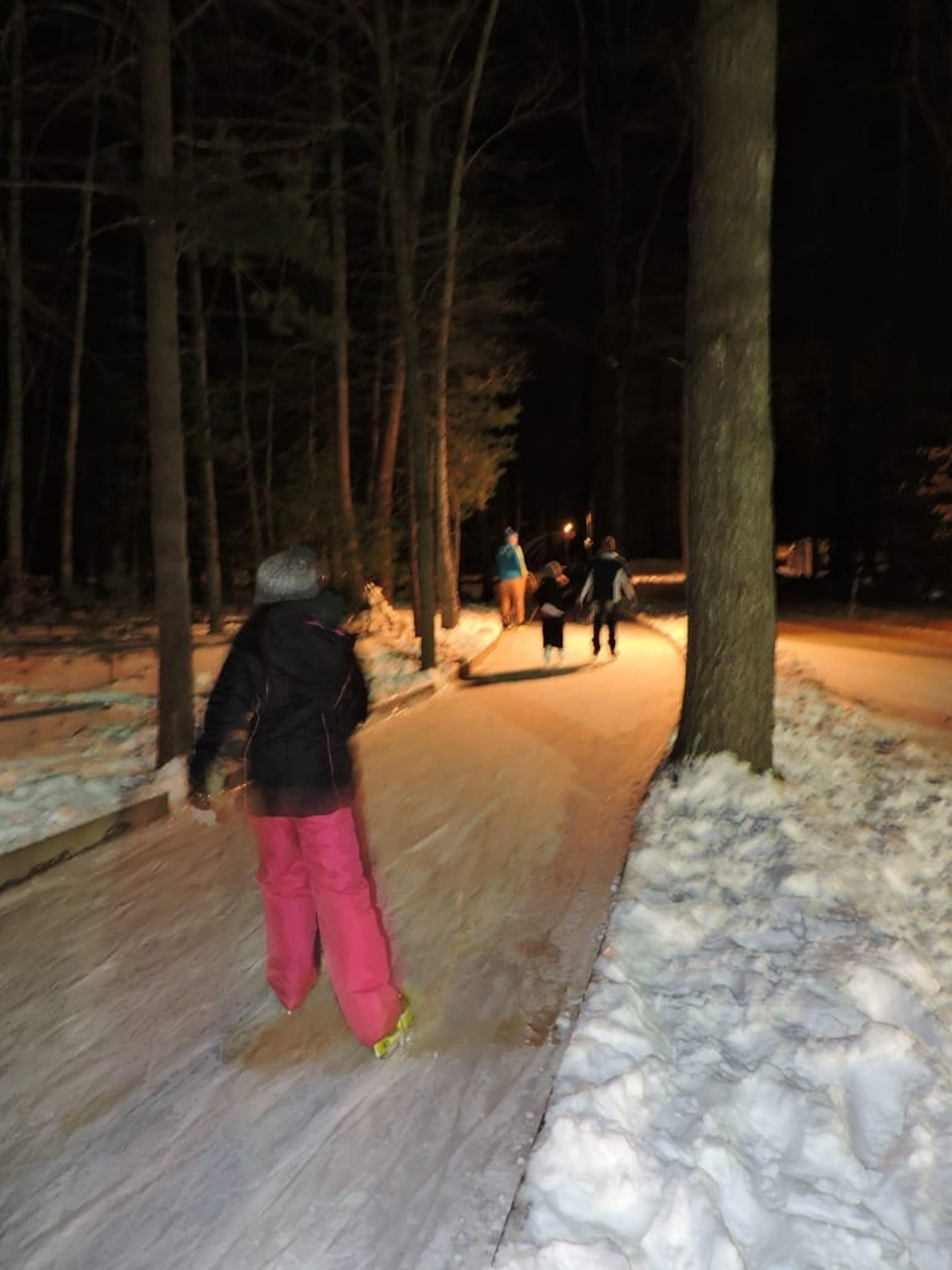 Night skating at the Muskegon Winter Sports Complex.