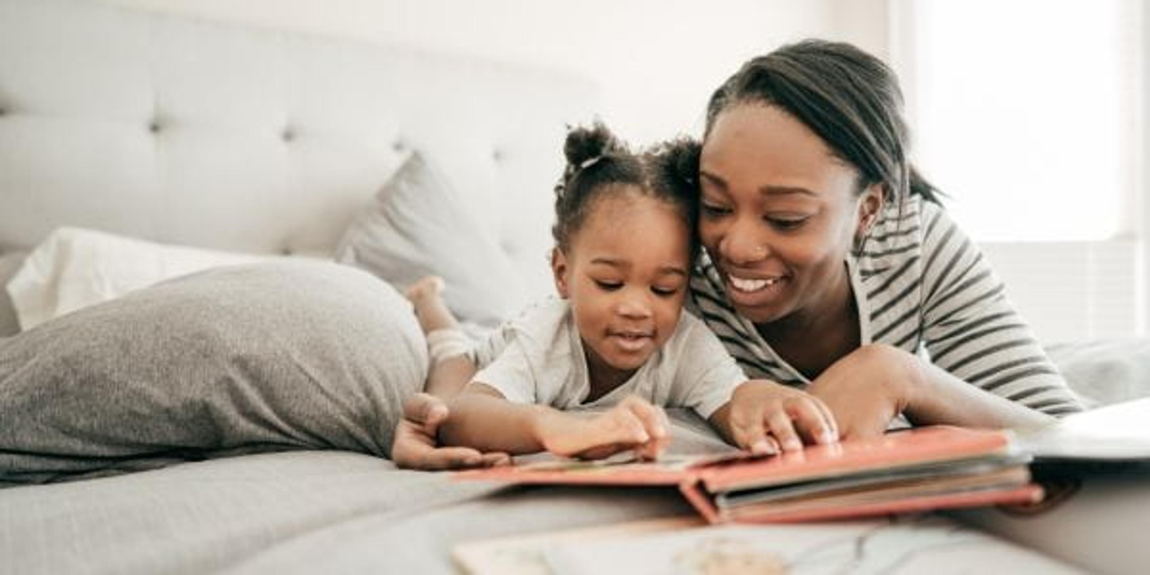 Mom reading to a toddler