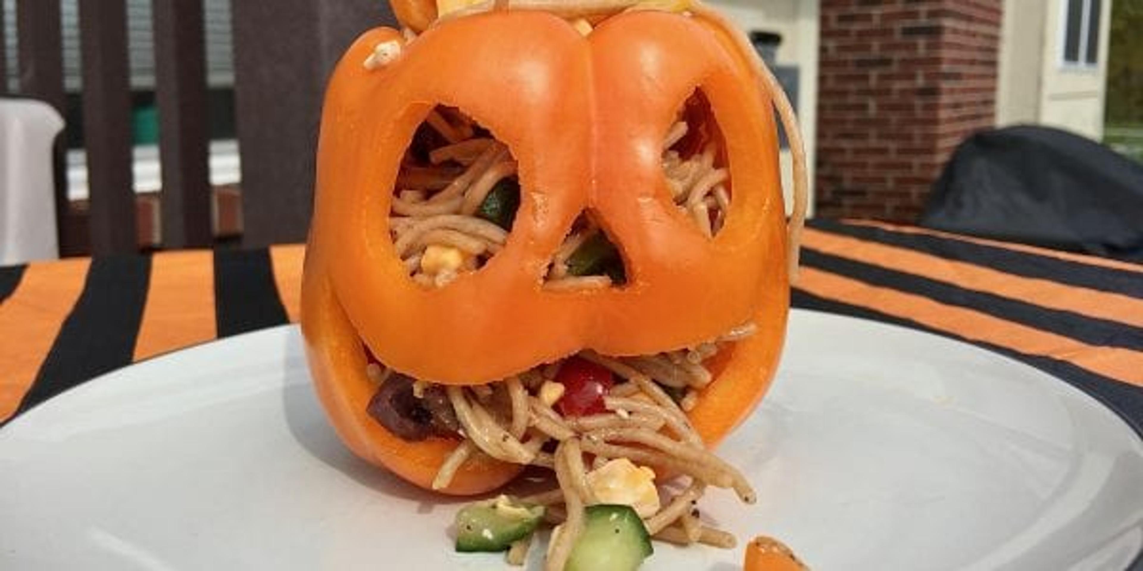 antipasto spaghetti jack o'lanterns