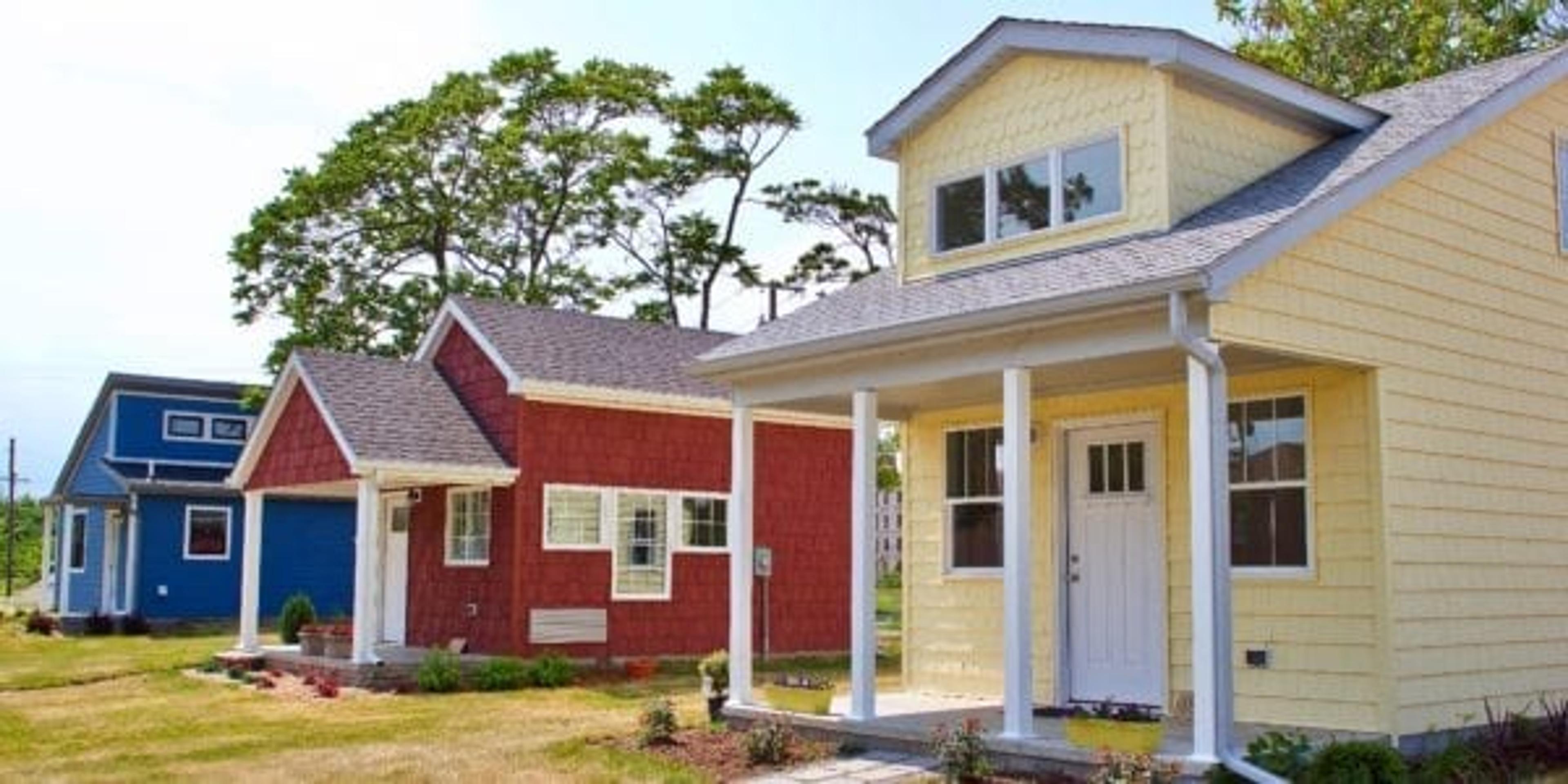 Three Cass Community Social Services Tiny Homes.