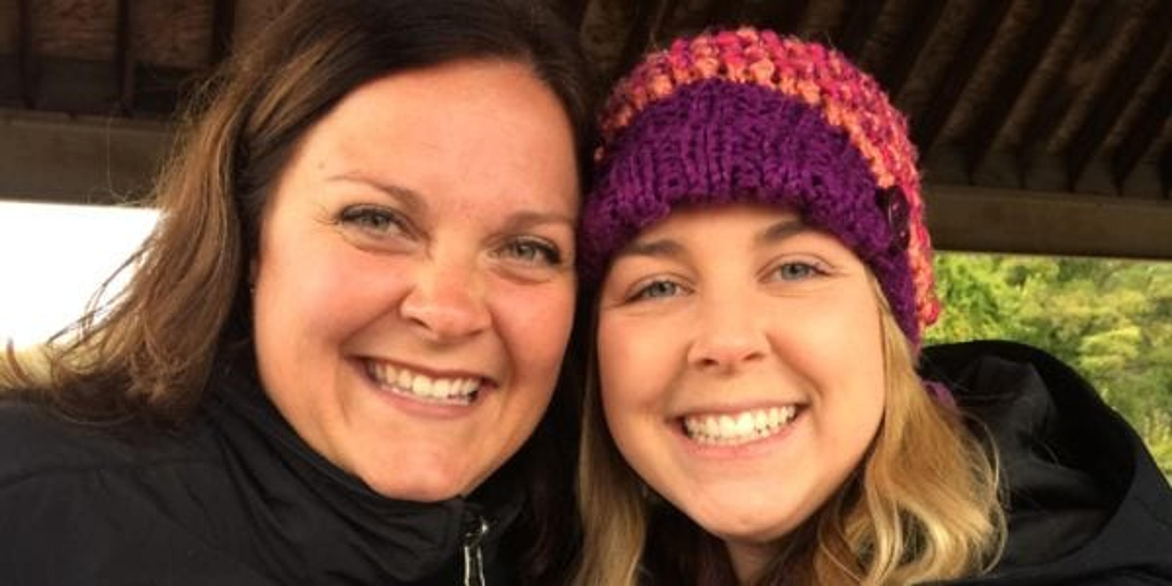 Two women smiling together