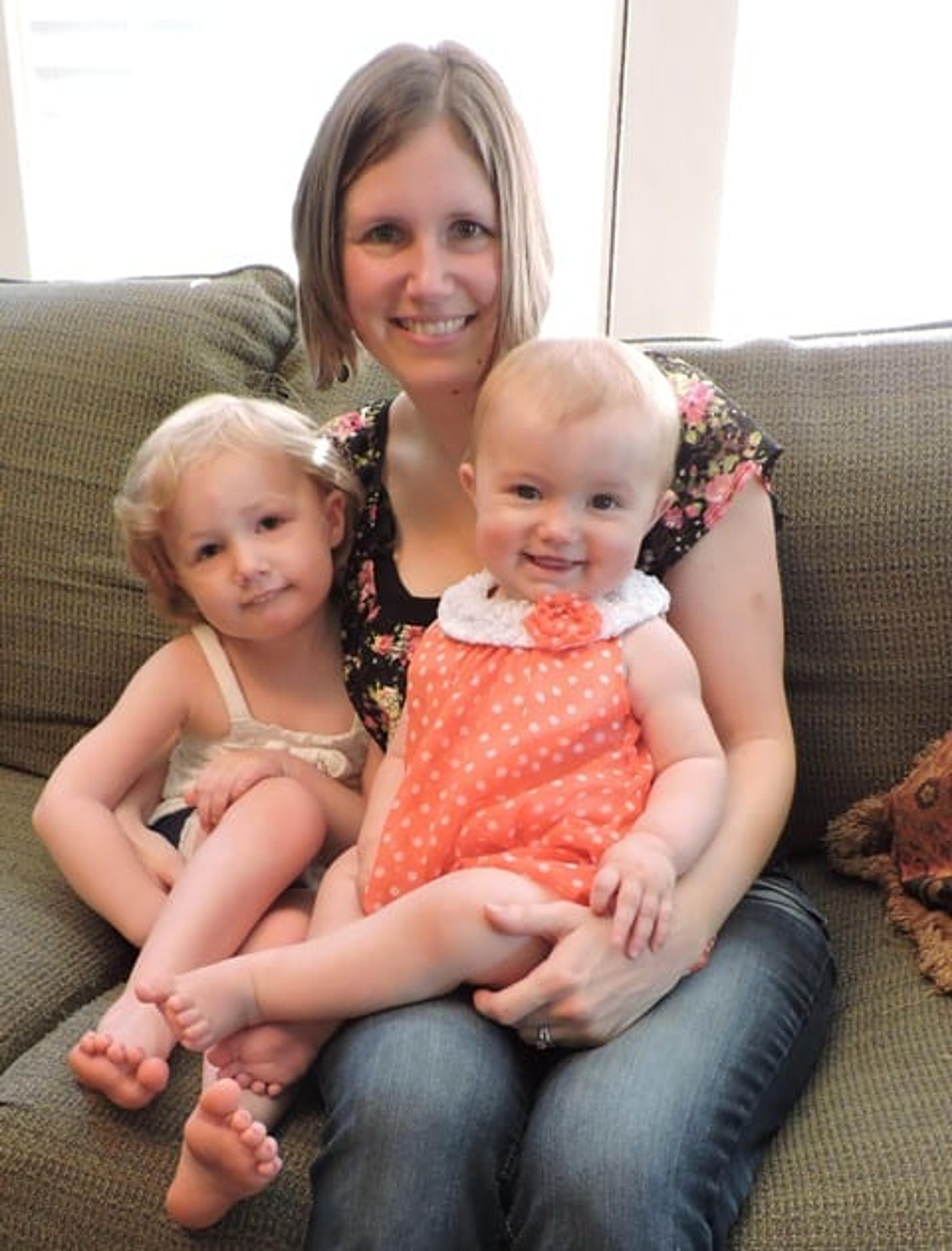 Miriel Smith with daughters Eliza and Emery.