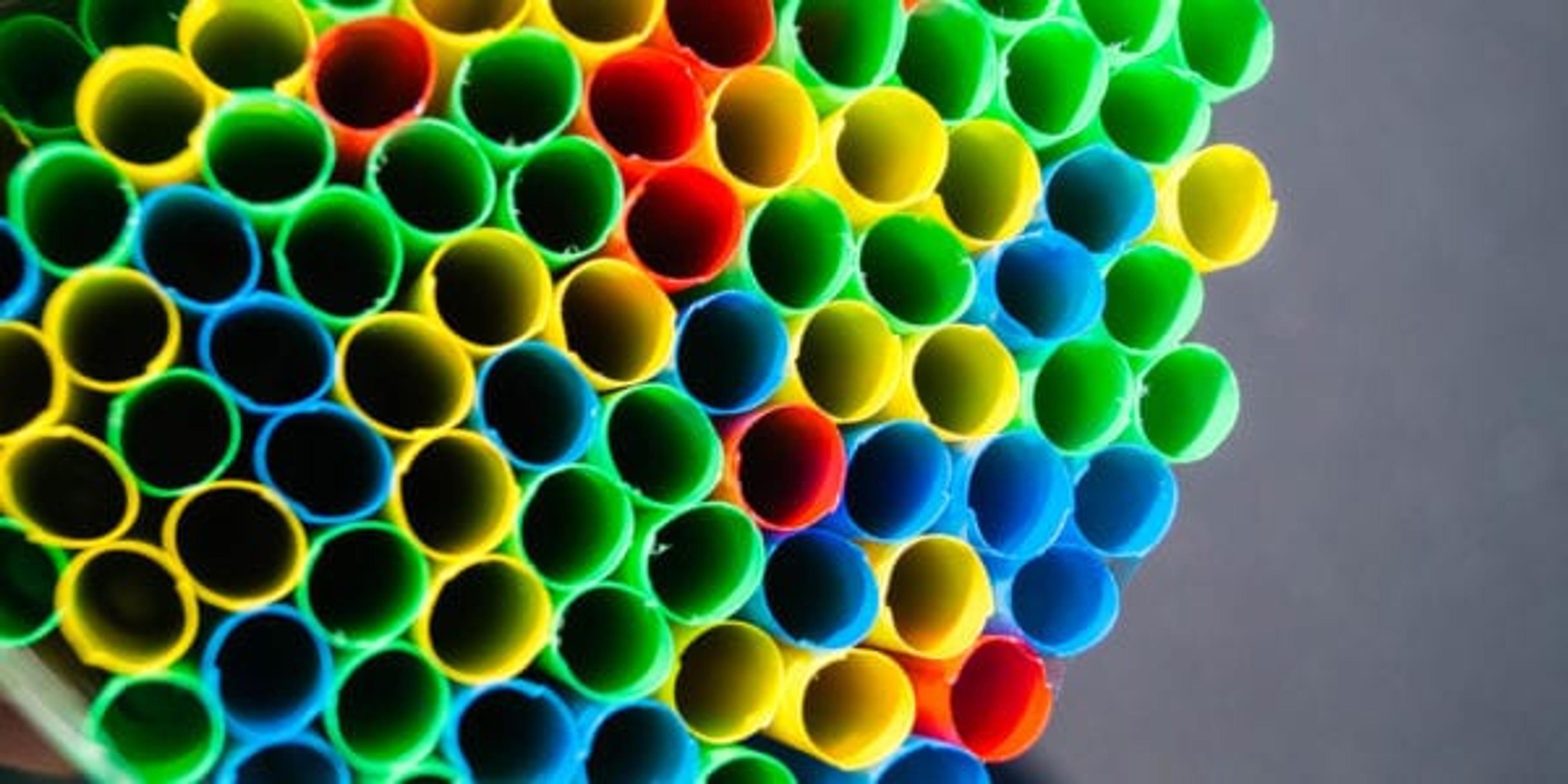 image of colorful plastic straws
