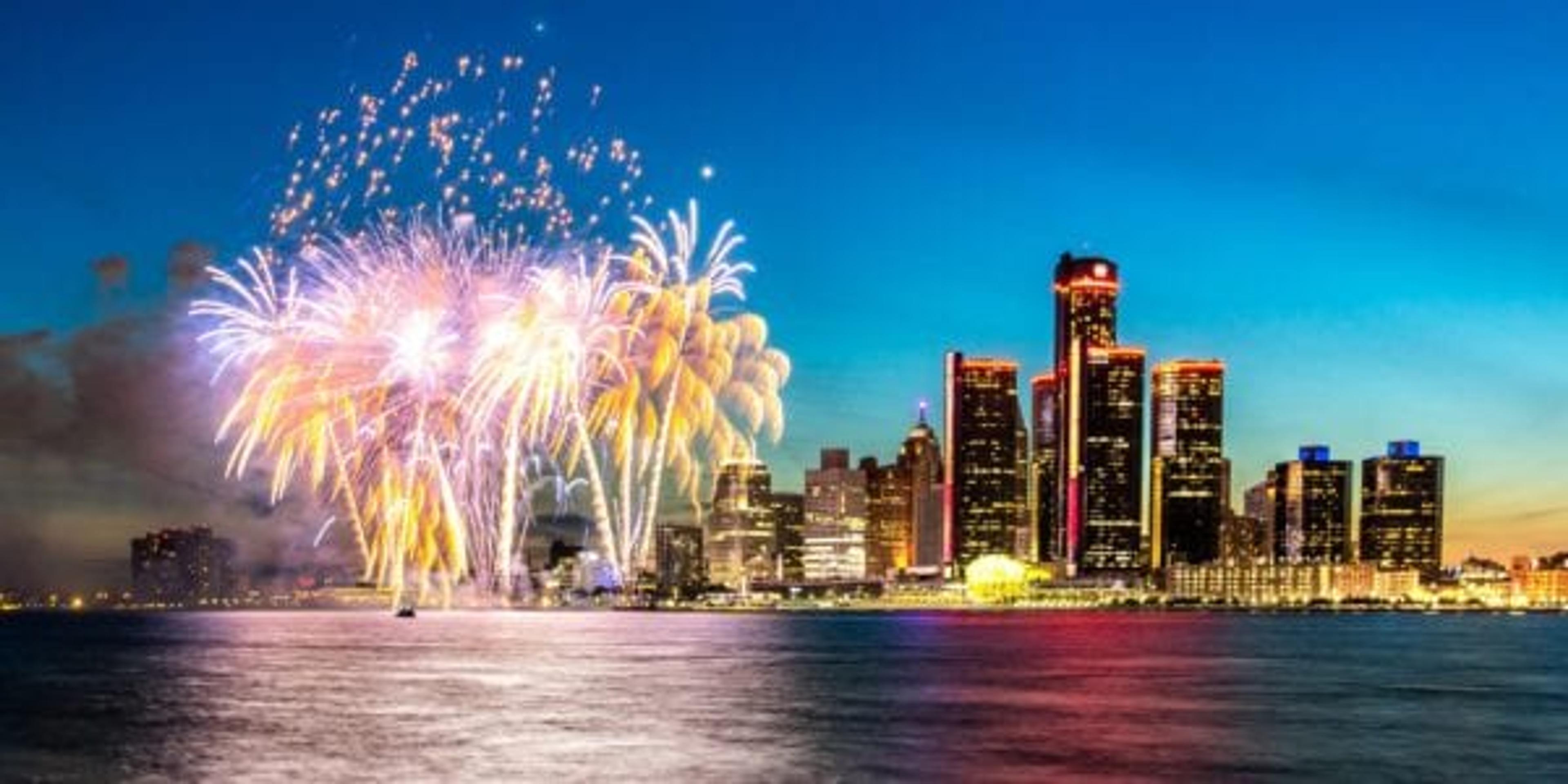 Fireworks Display over Detroit, Michigan