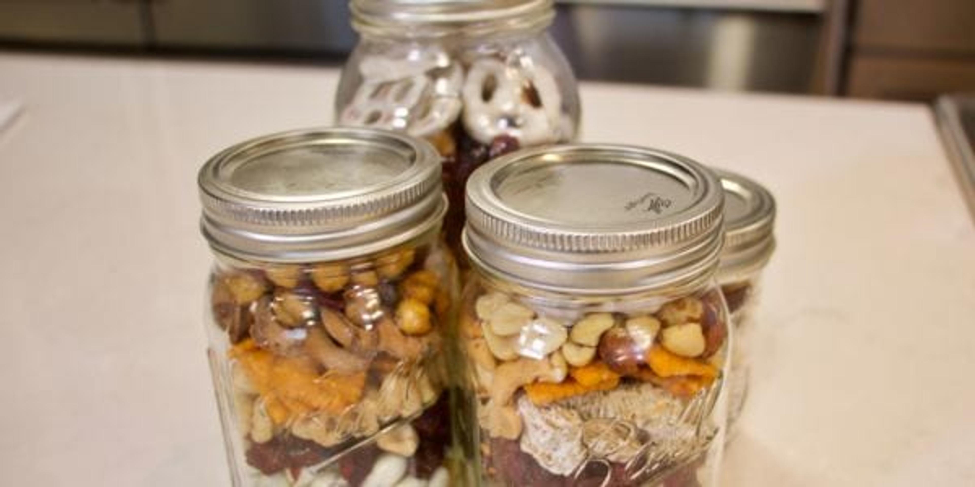 trail mix in mason jar