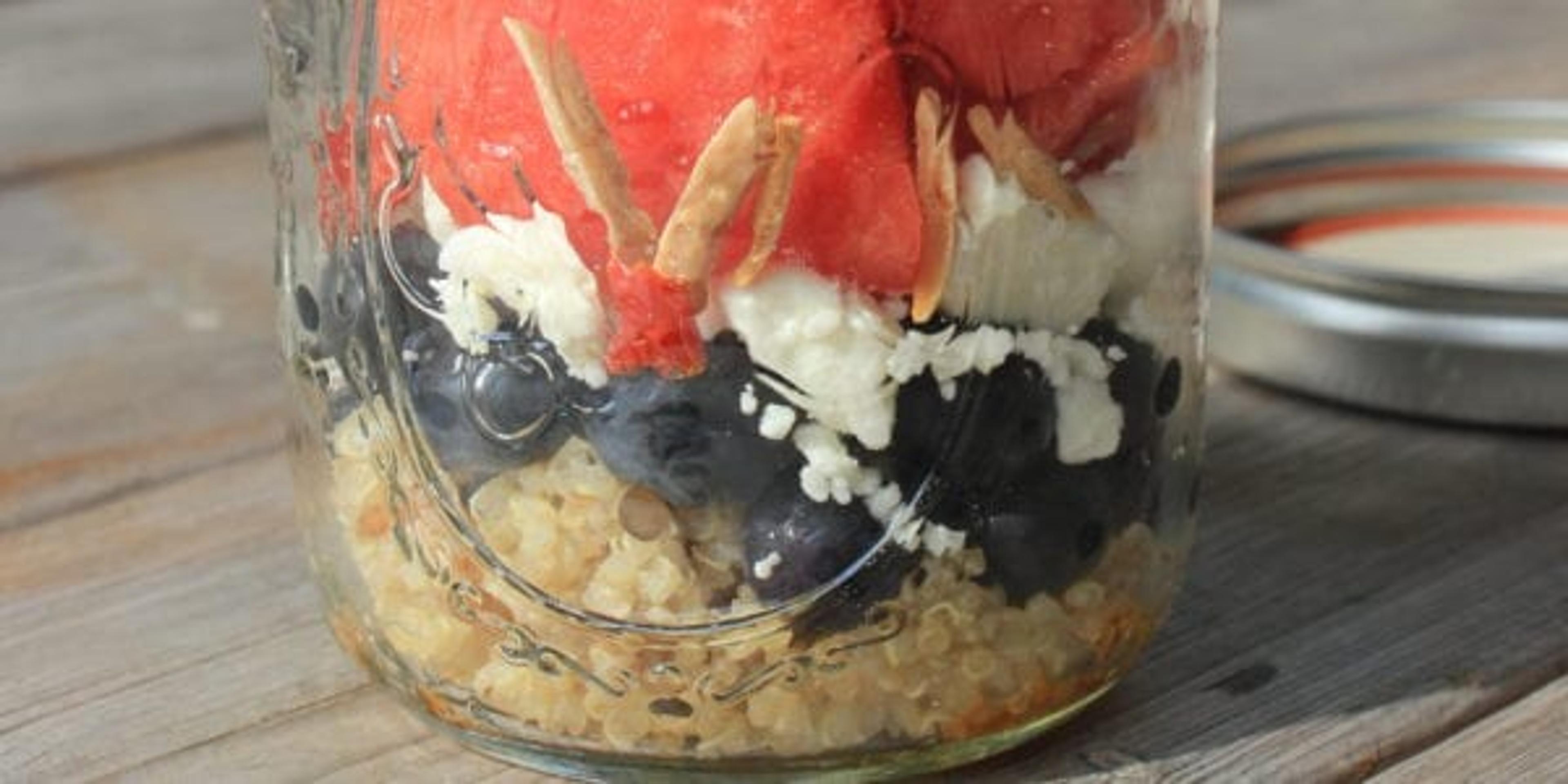 watermelon, blueberry and basil quinoa salad