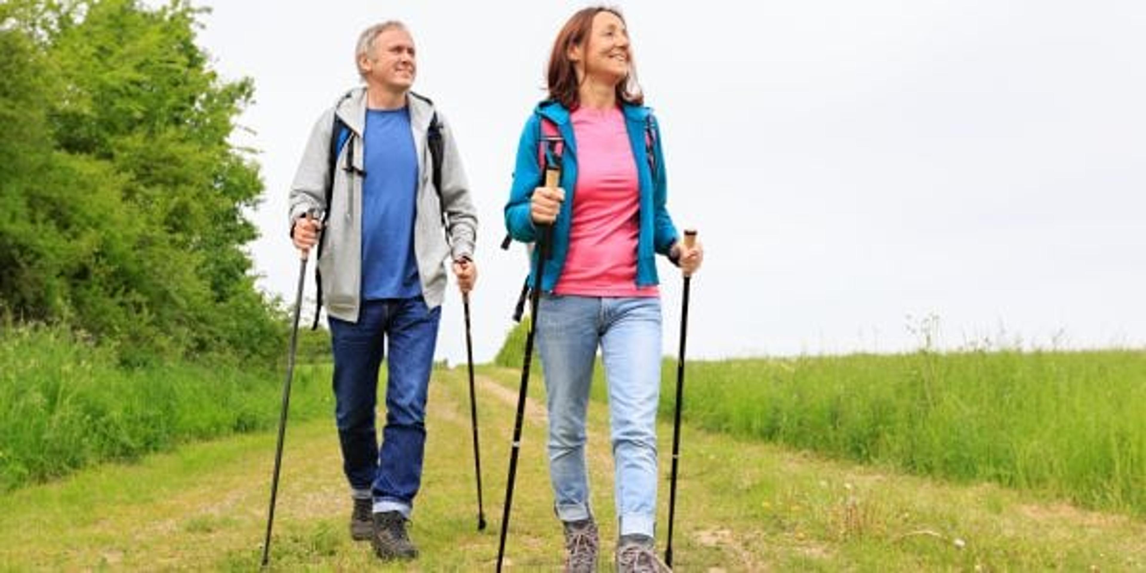 Couple enjoying a nature walk.