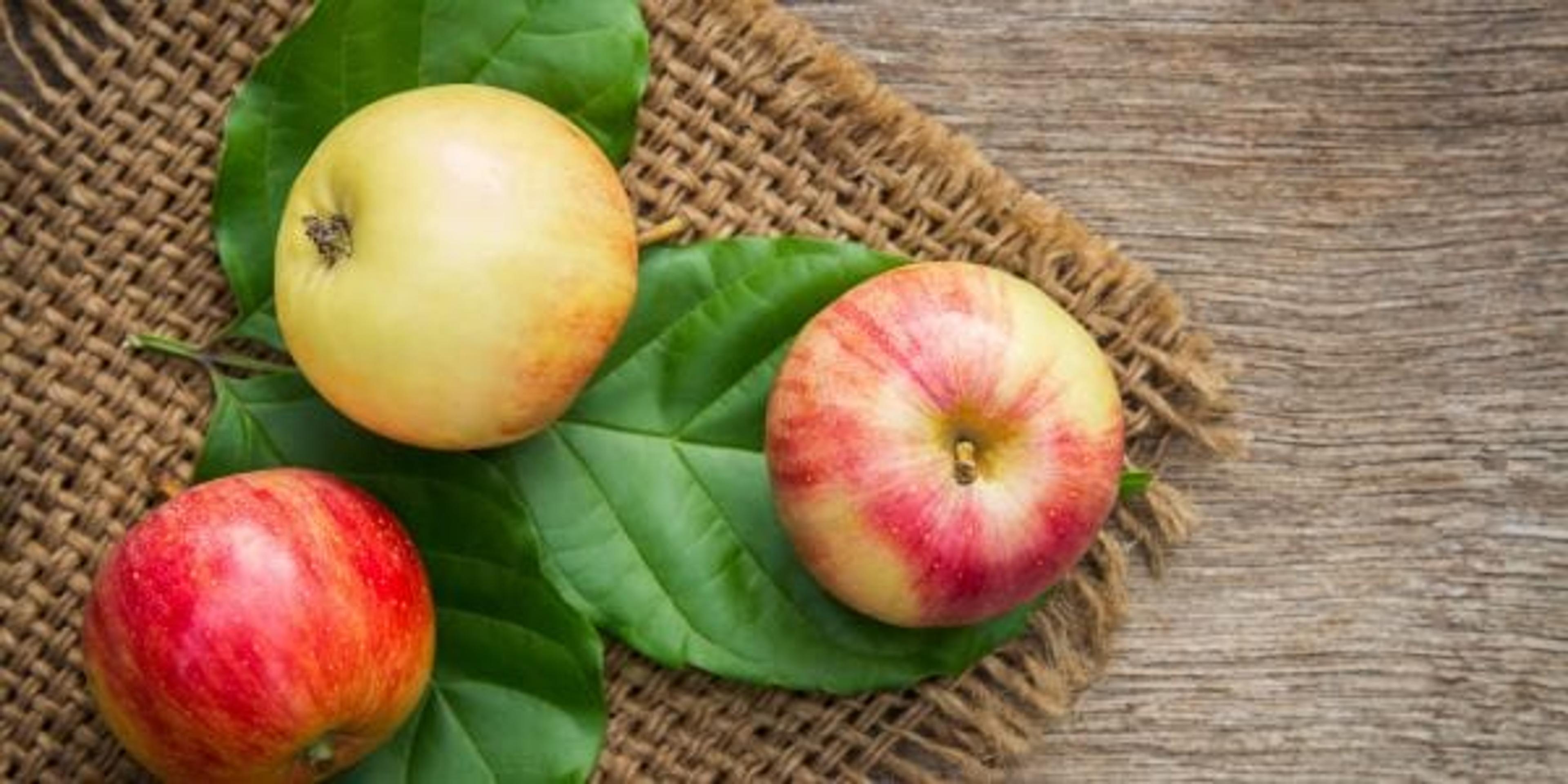 Apples on table