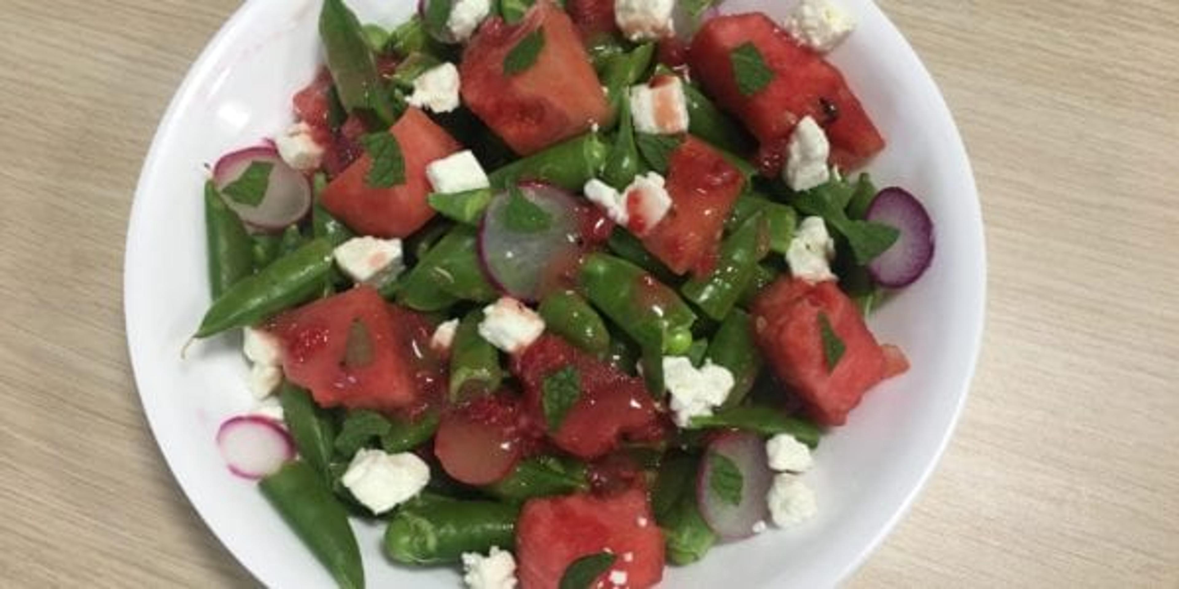 Watermelon Bend & Snap Pea Salad with Raspberry Vinaigrette