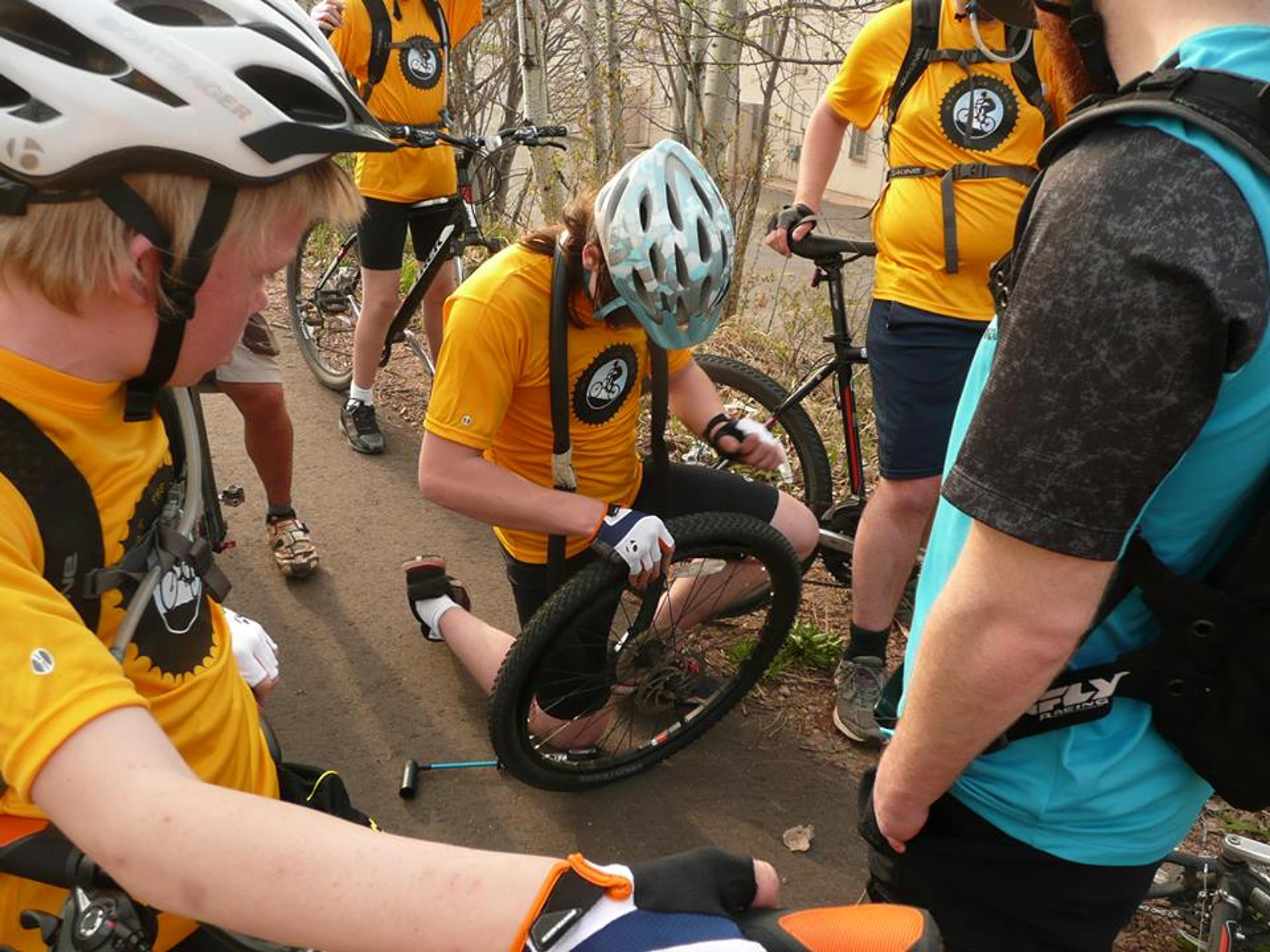 Bike repair and maintenance skills are learned by Start the Cycle participants.