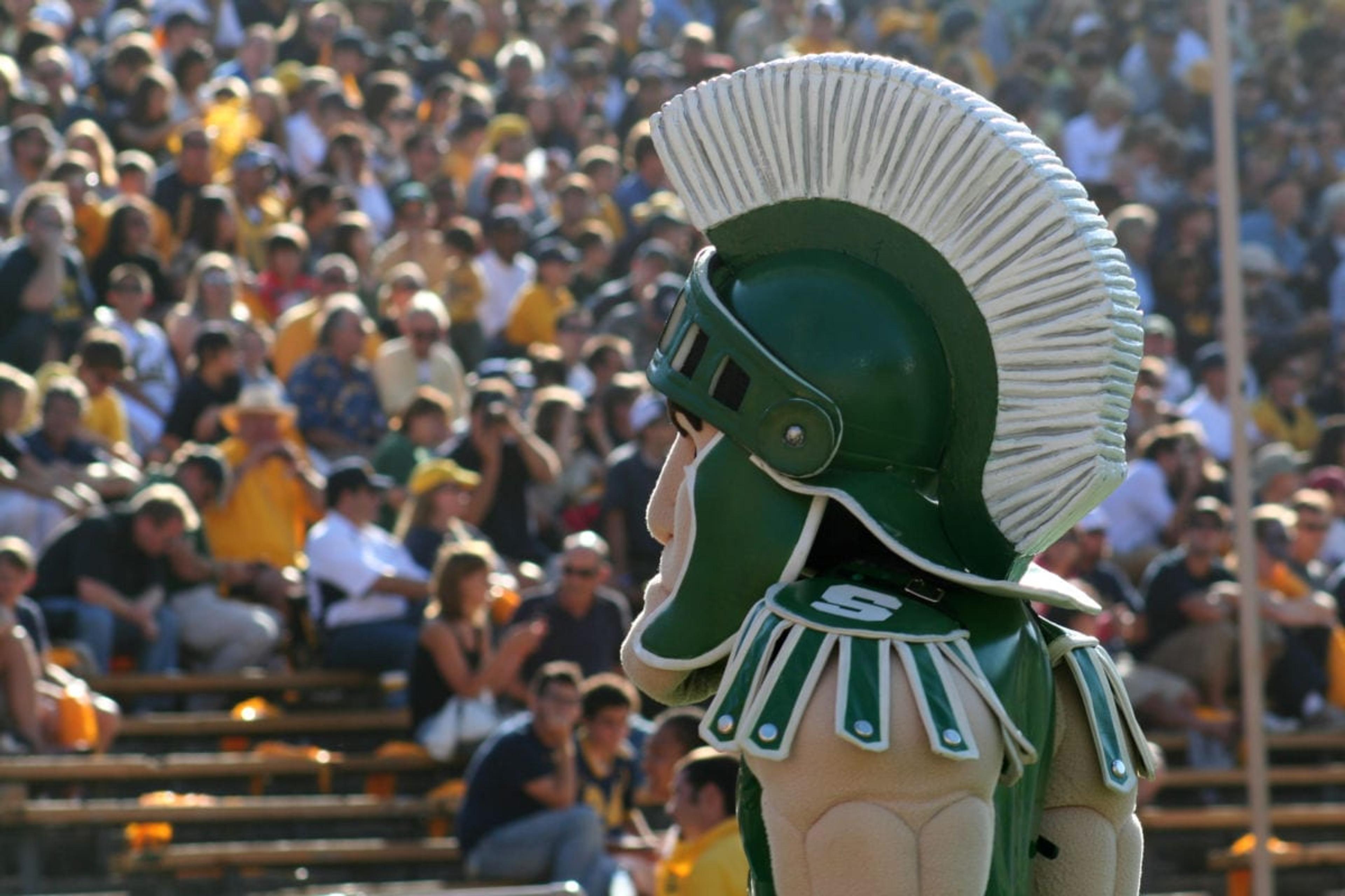 Sparty during a sporting event