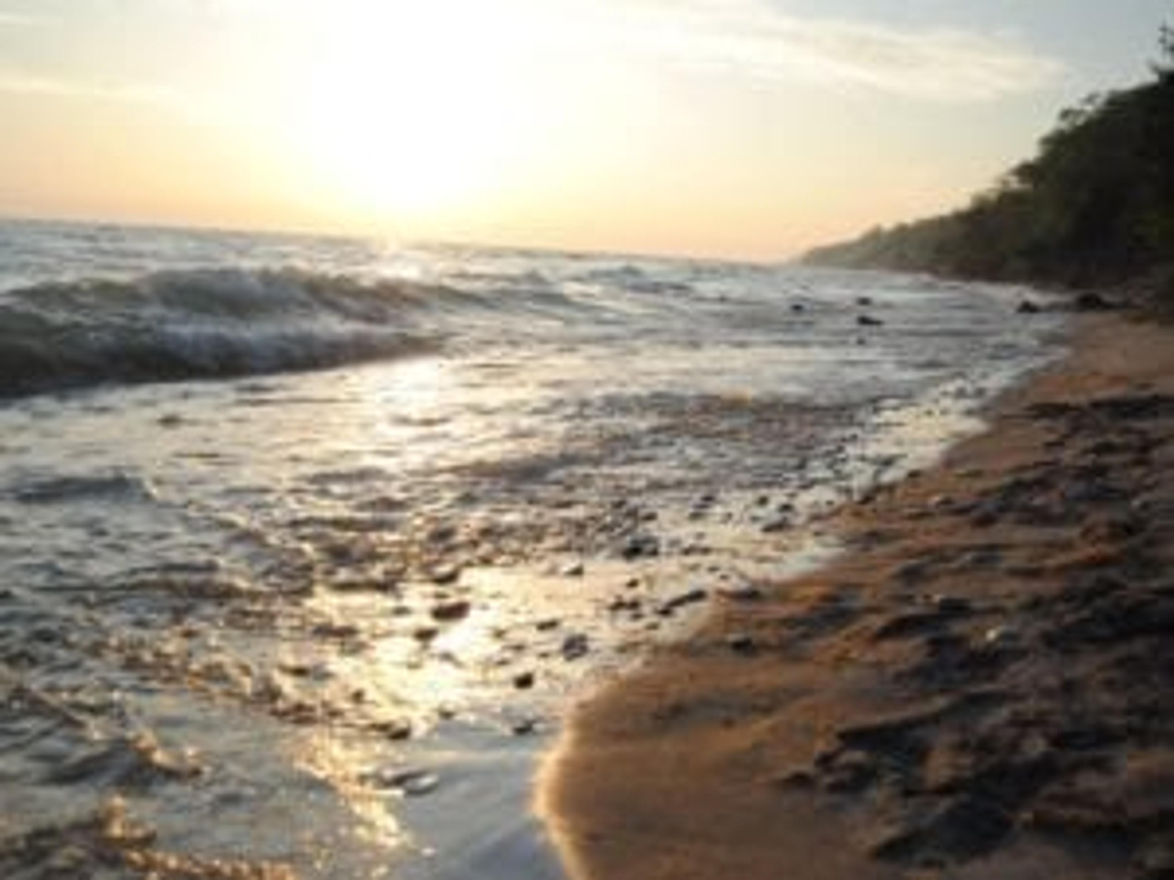 the beach at sunset