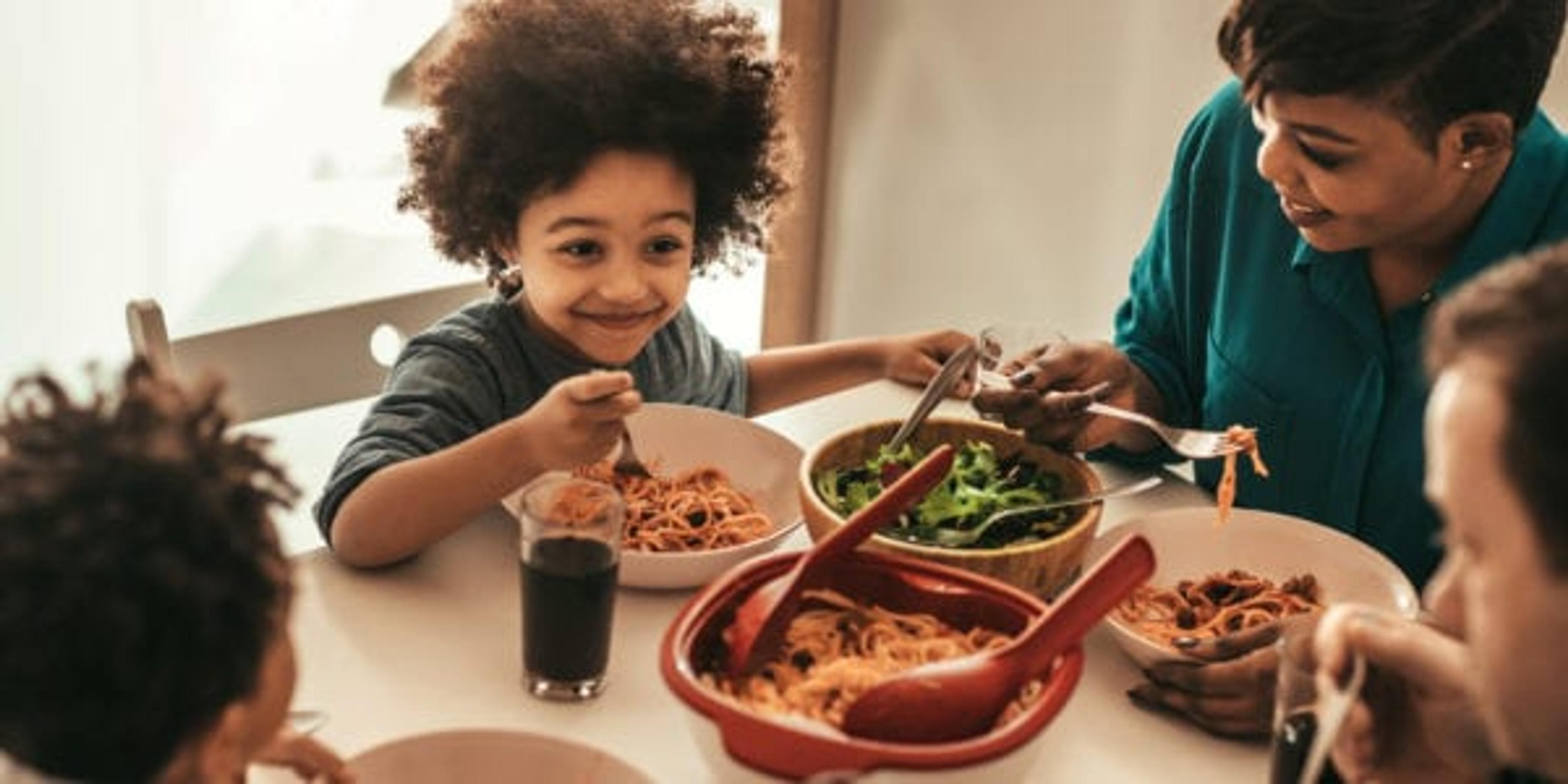 Family having dinner together