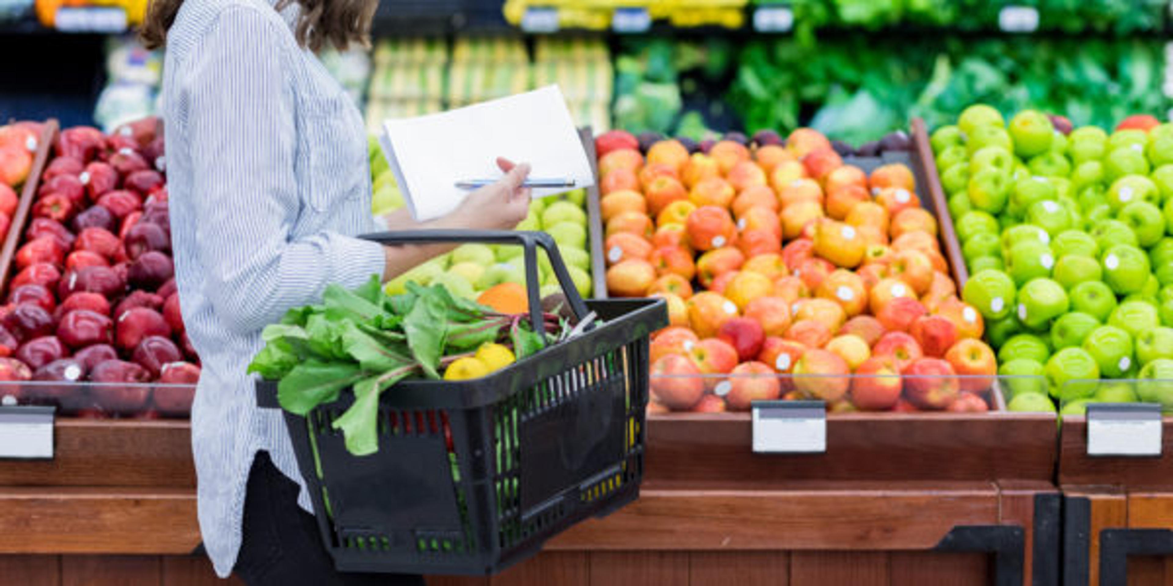 Woman shopping in the produce section