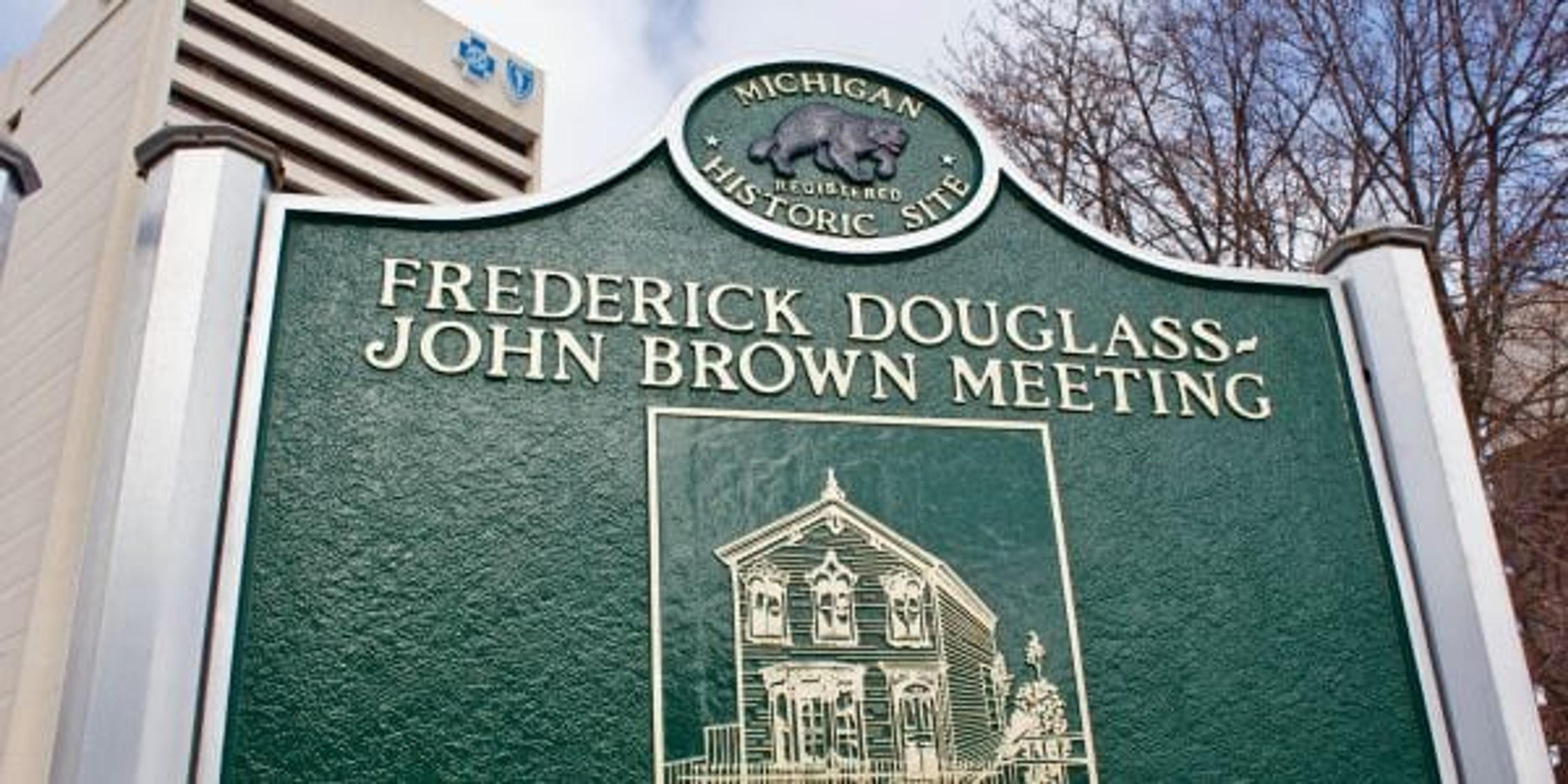 Image of the site in Detroit where abolitionist Frederick Douglass met John Brown.
