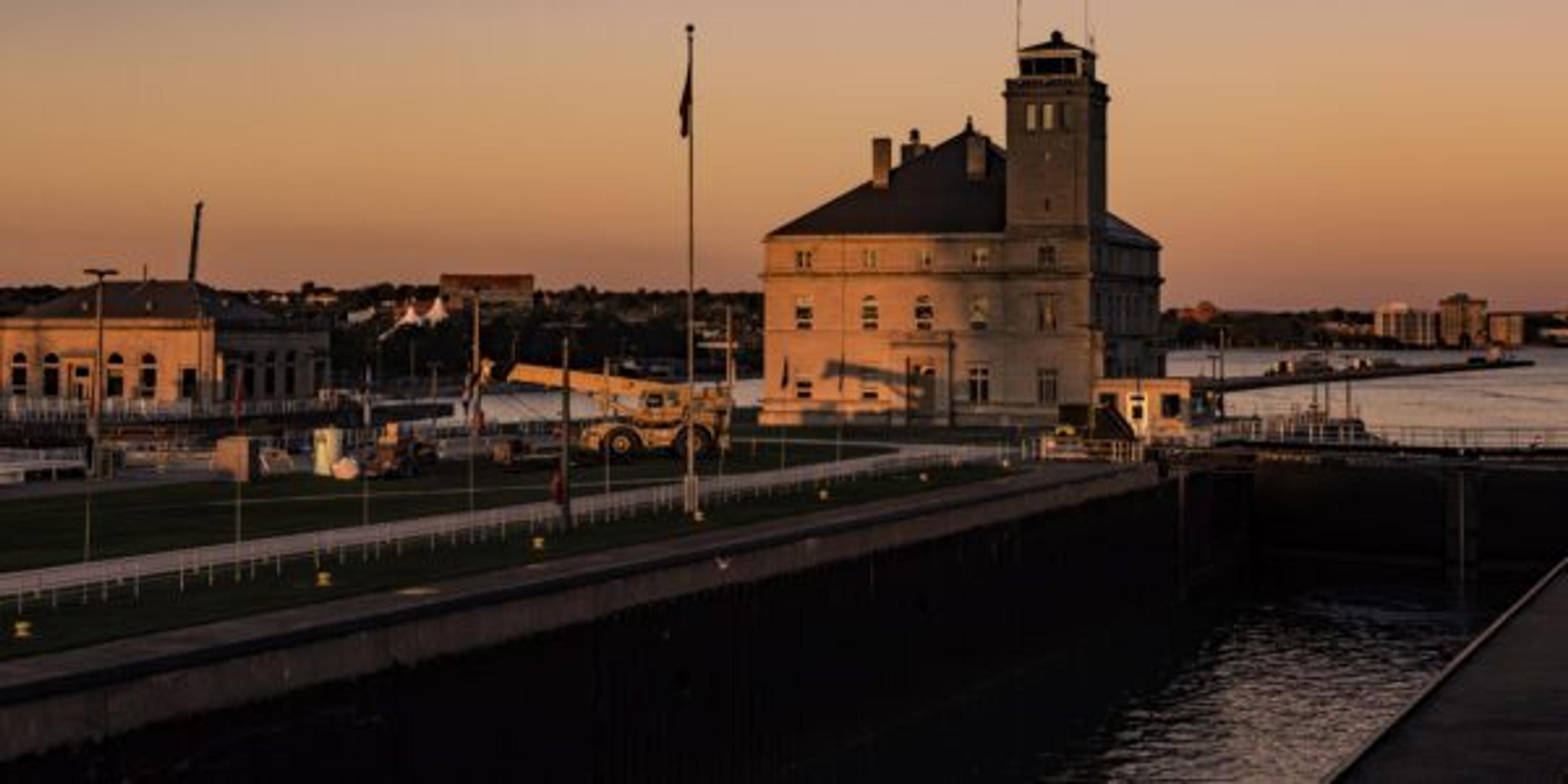 Soo Locks in dusk