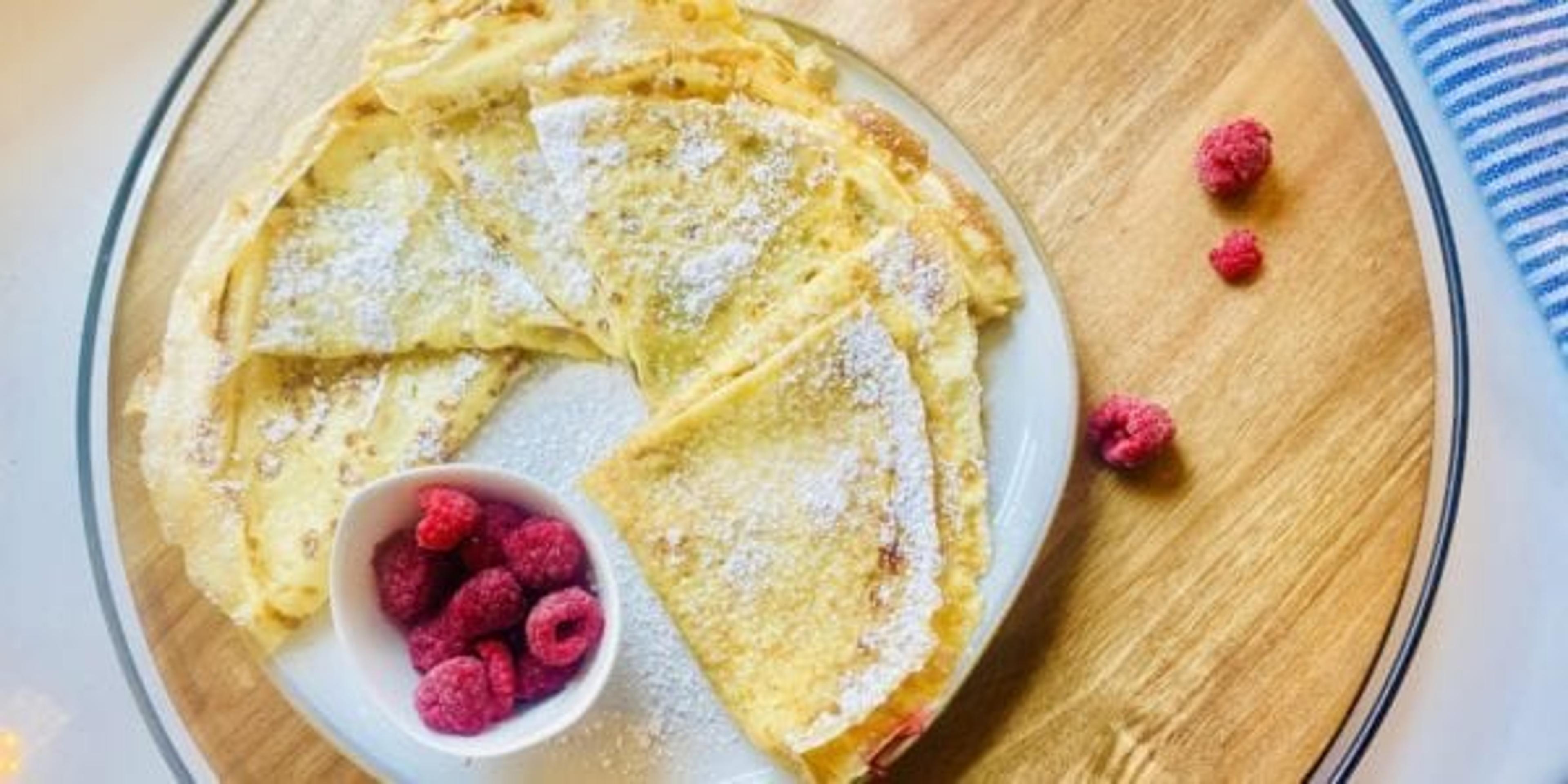 Paczki-inspired pancake with raspberries