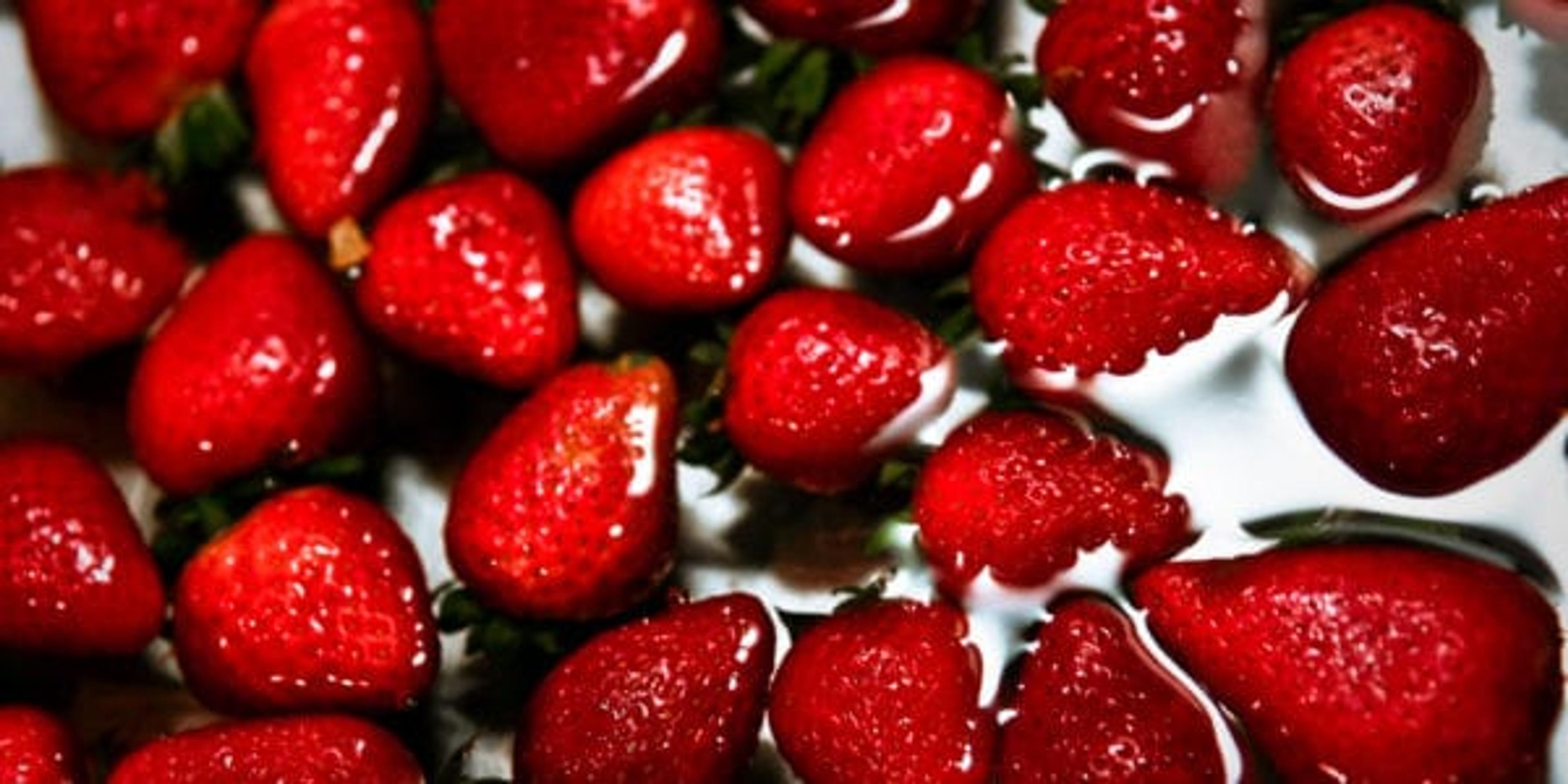 strawberries in water