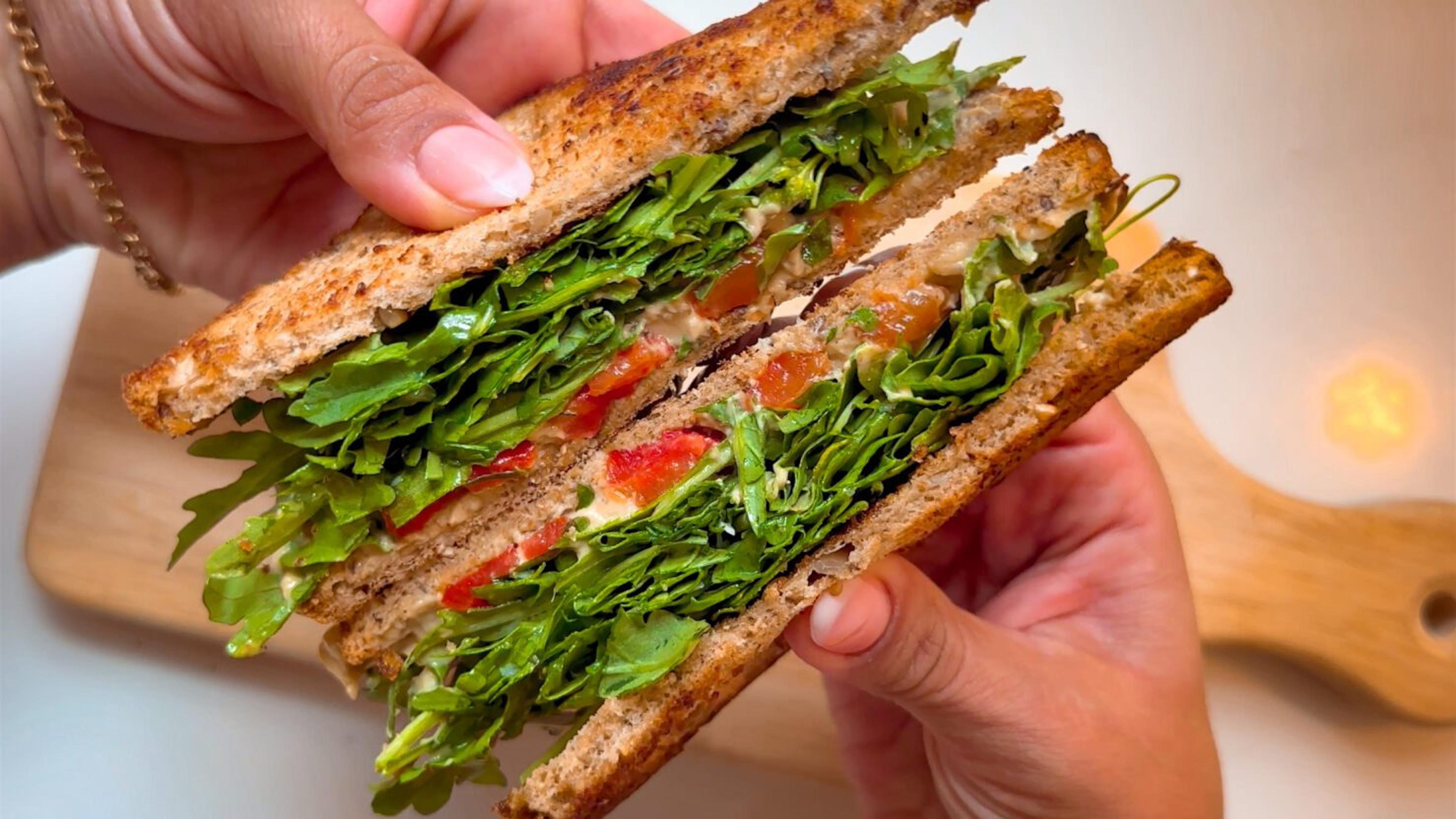 Vegan Lemony Hummus Sandwich