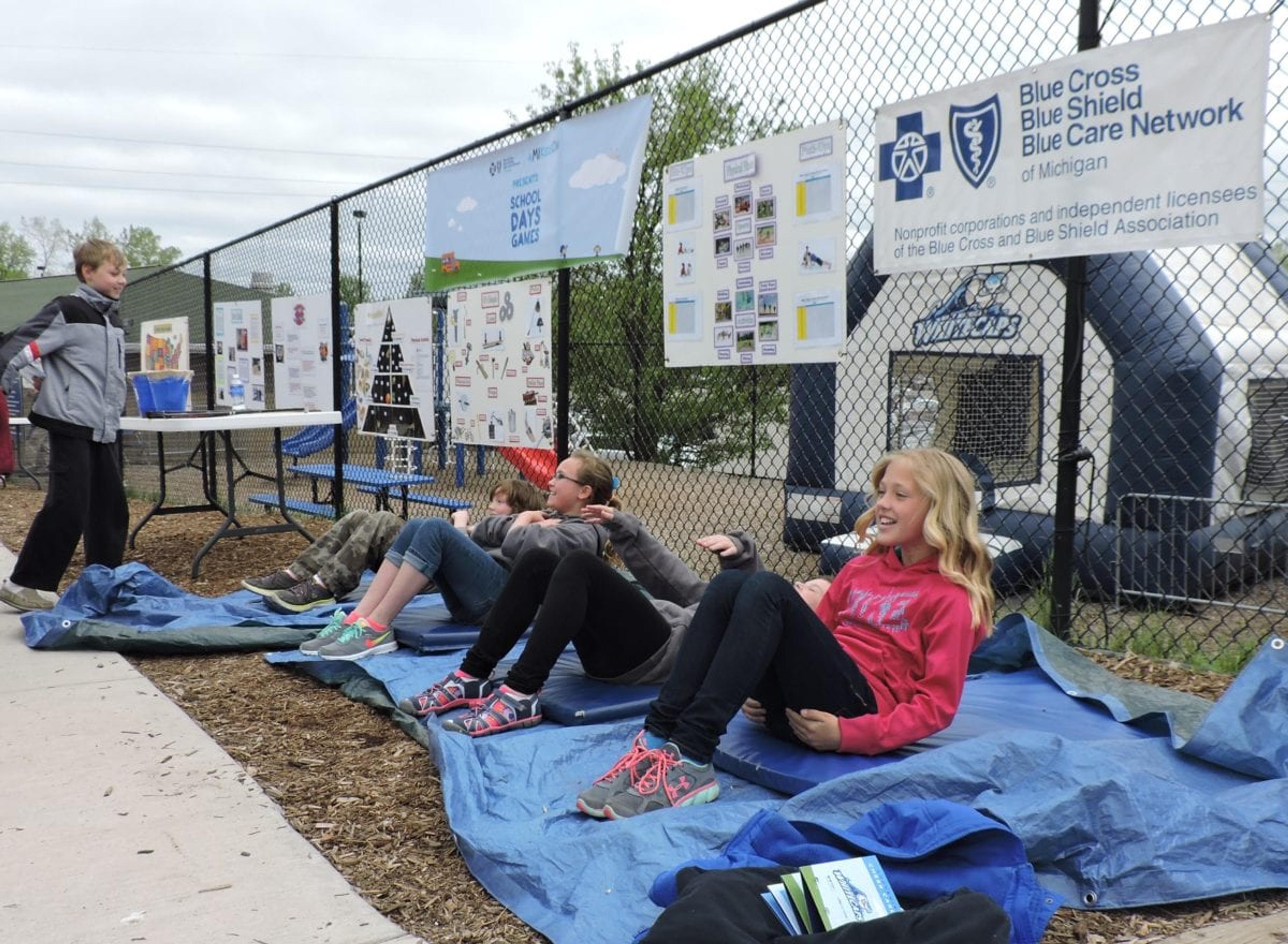 A sit-up competition station was part of the fun at today's West Michigan Whitecaps School Days Game, presented by Blue Cross Blue Shield of Michigan.