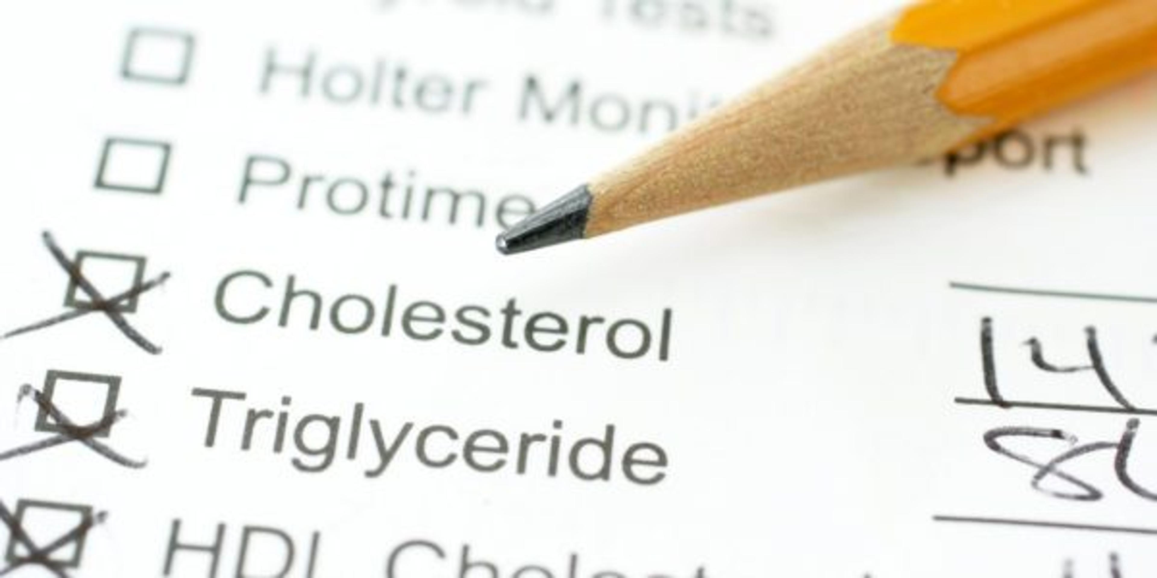 lab report for cholesterol with pencil