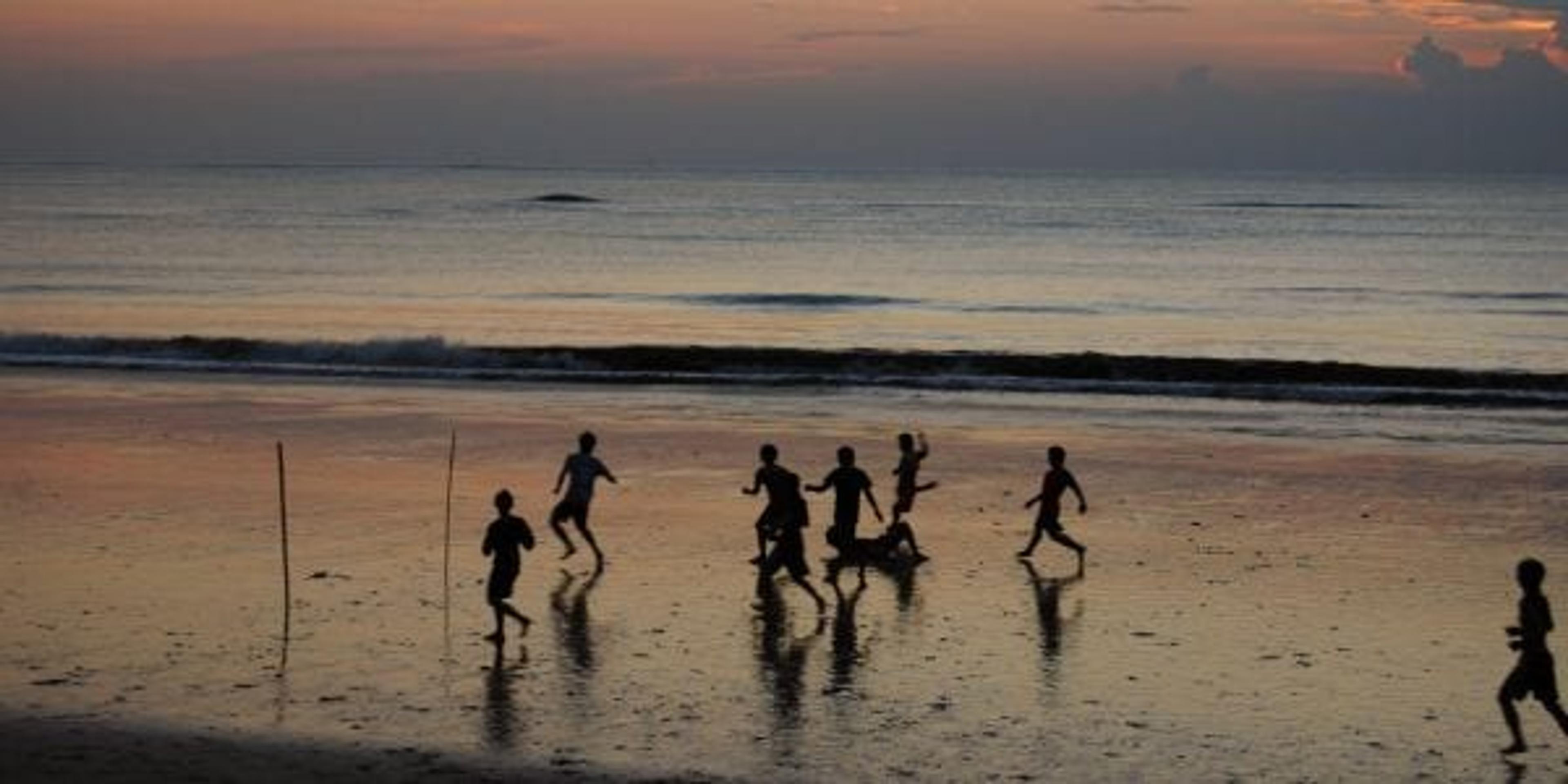 Playing on the beach